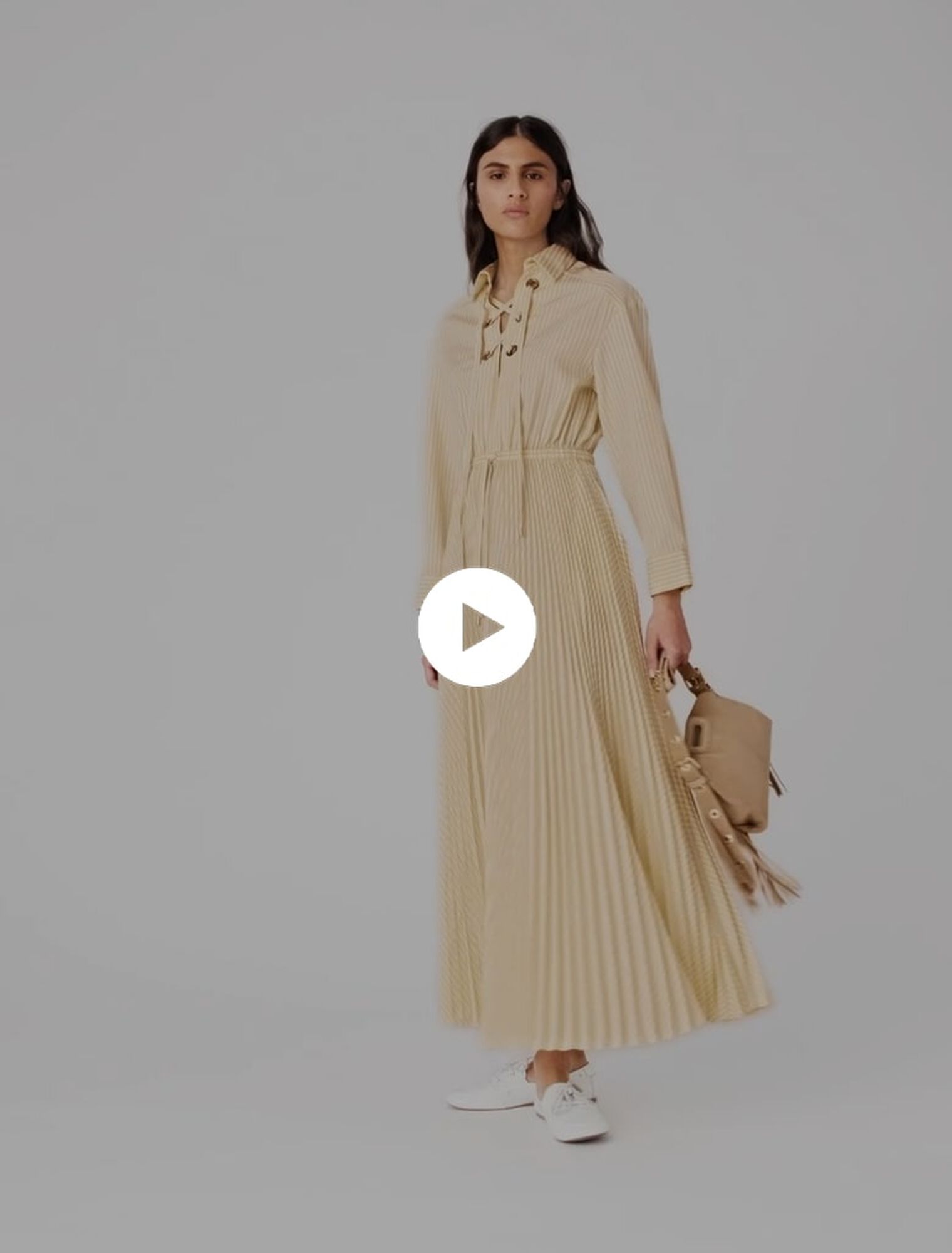 Eyelet pleated maxi dress