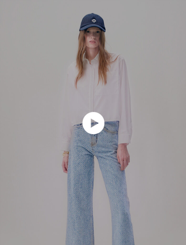 Rhinestone XL jeans - High waist jeans | Maje
