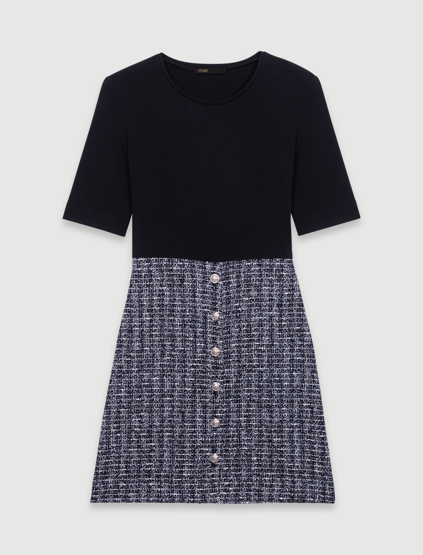2-in-1 tweed dress - Short dresses | Maje