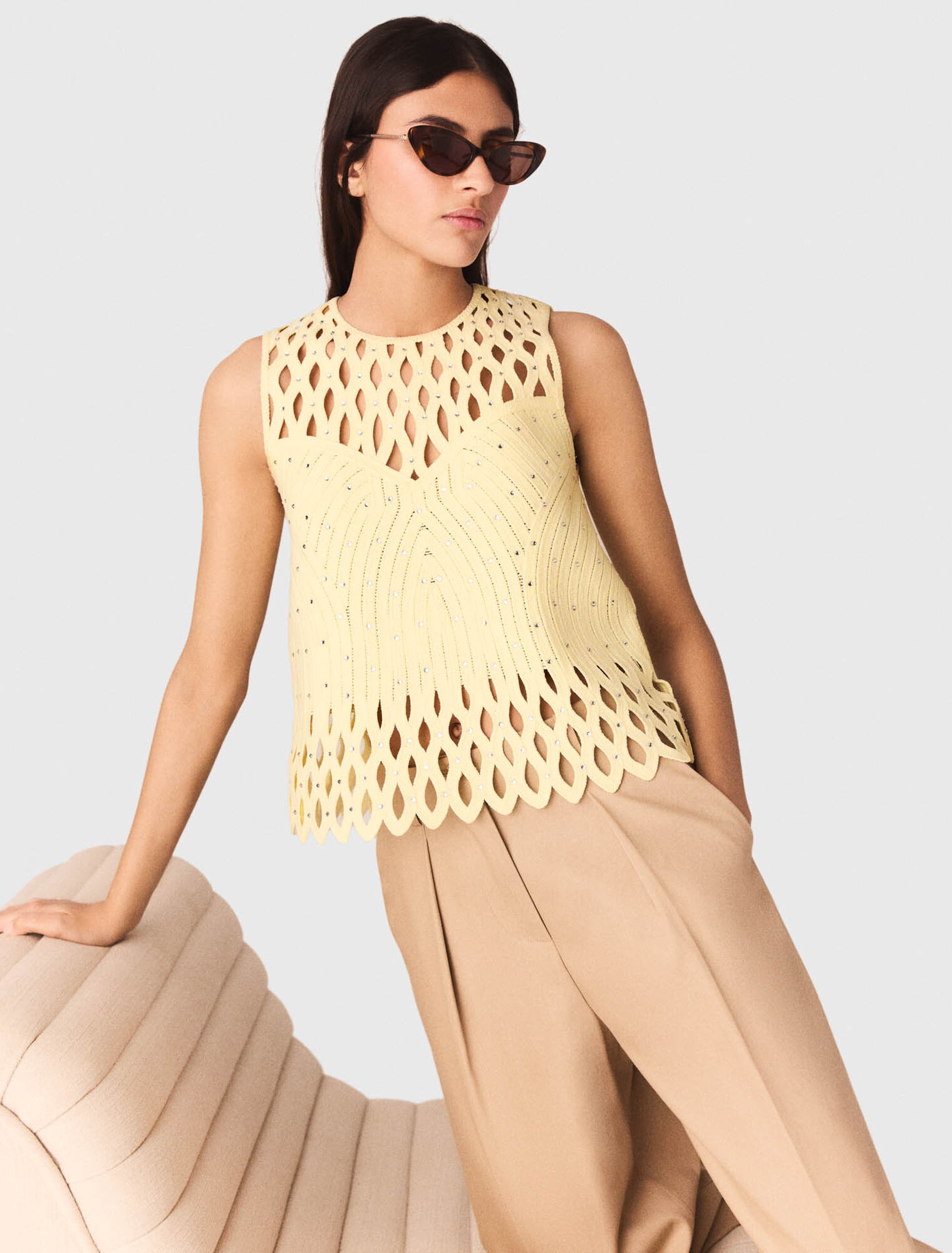 Crochet rhinestone top