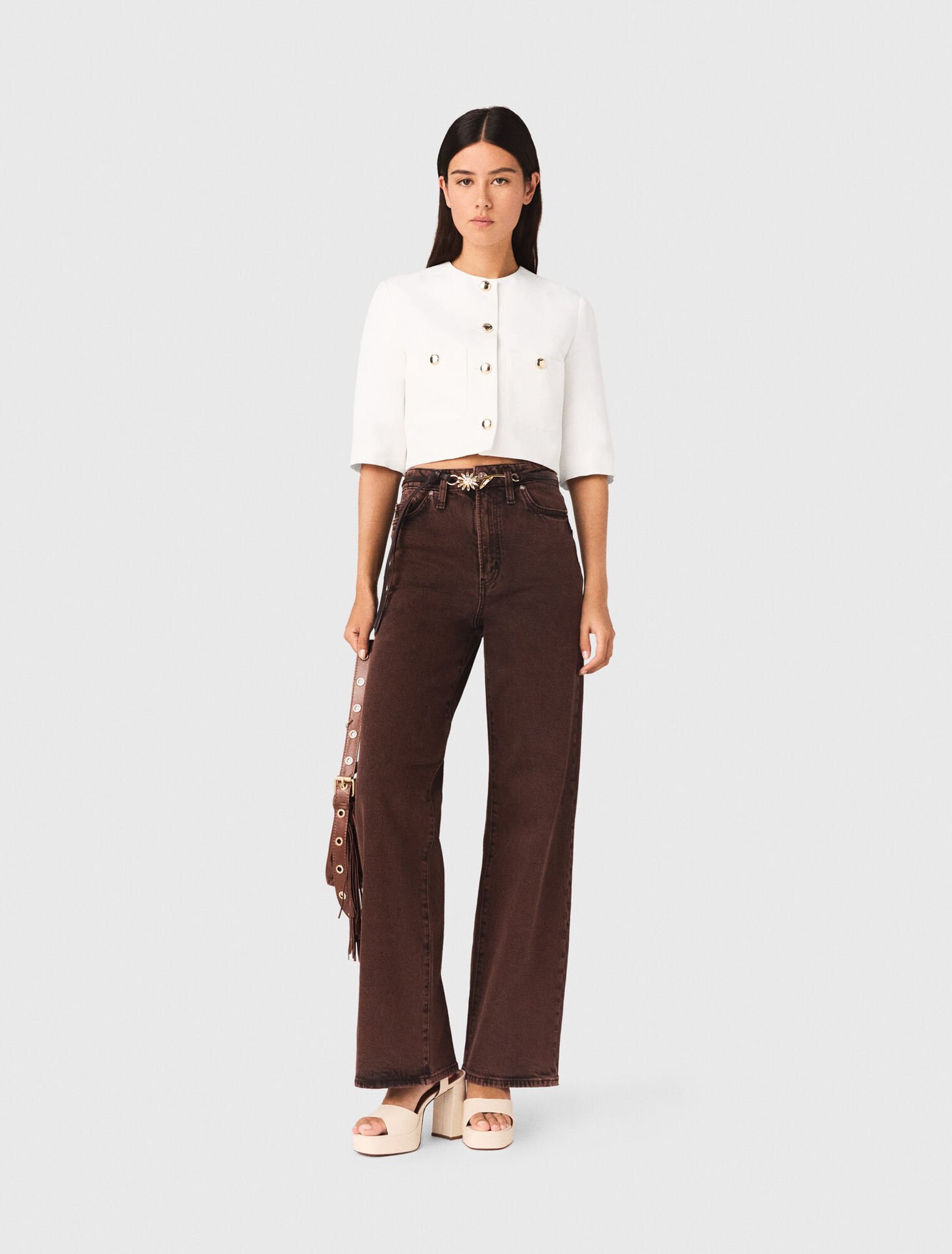 Short linen blend jacket