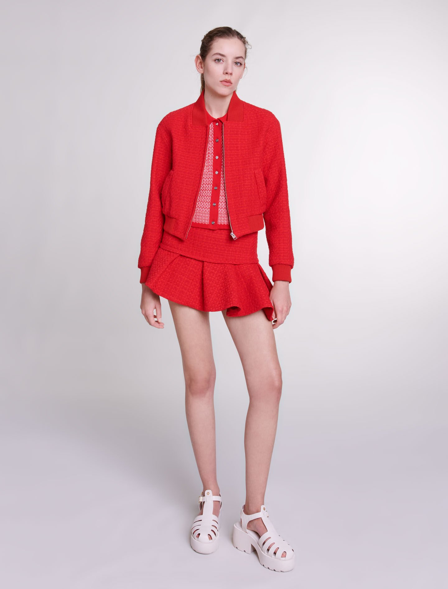 Short tweed blazer discount