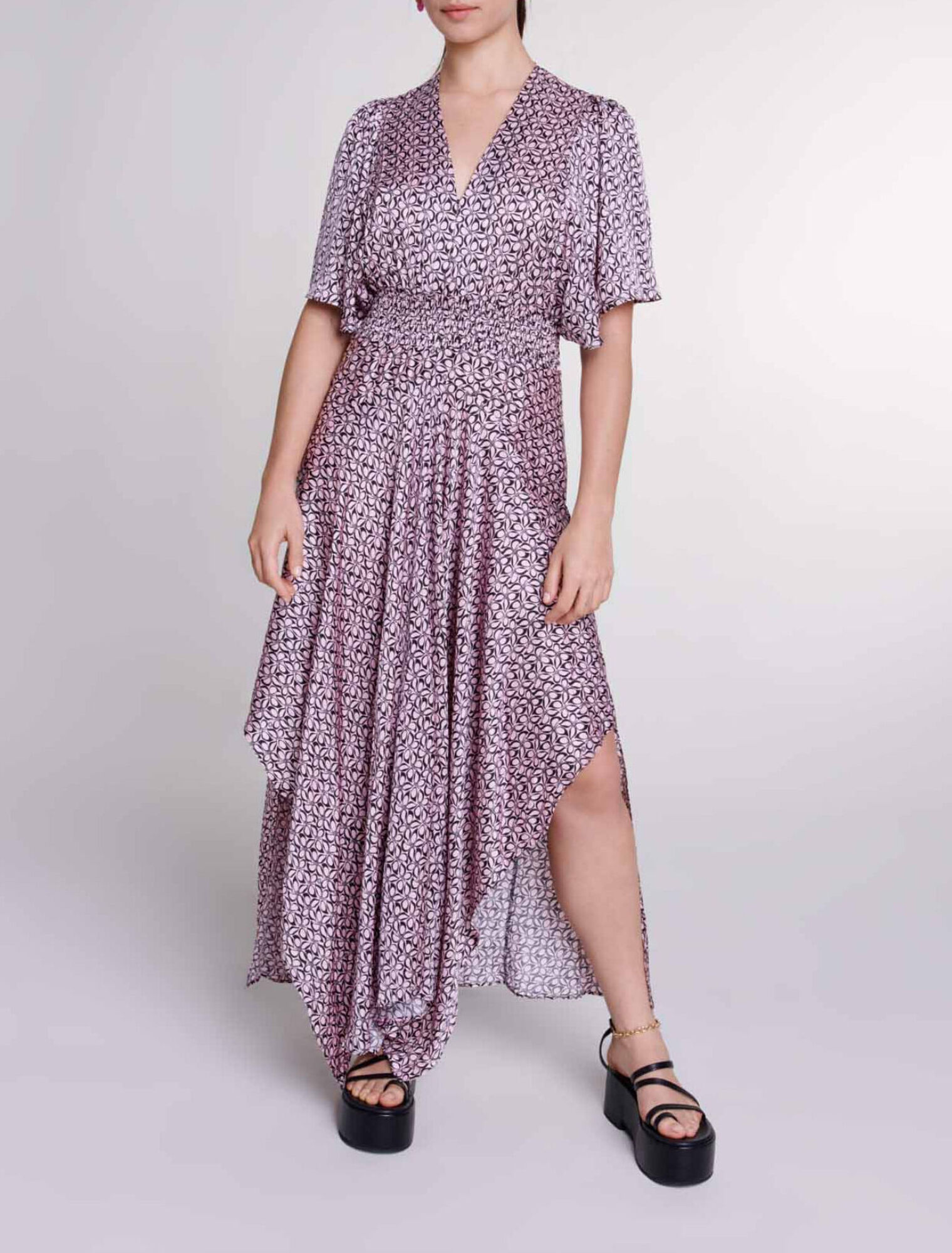 Satin-look patterned maxi dress