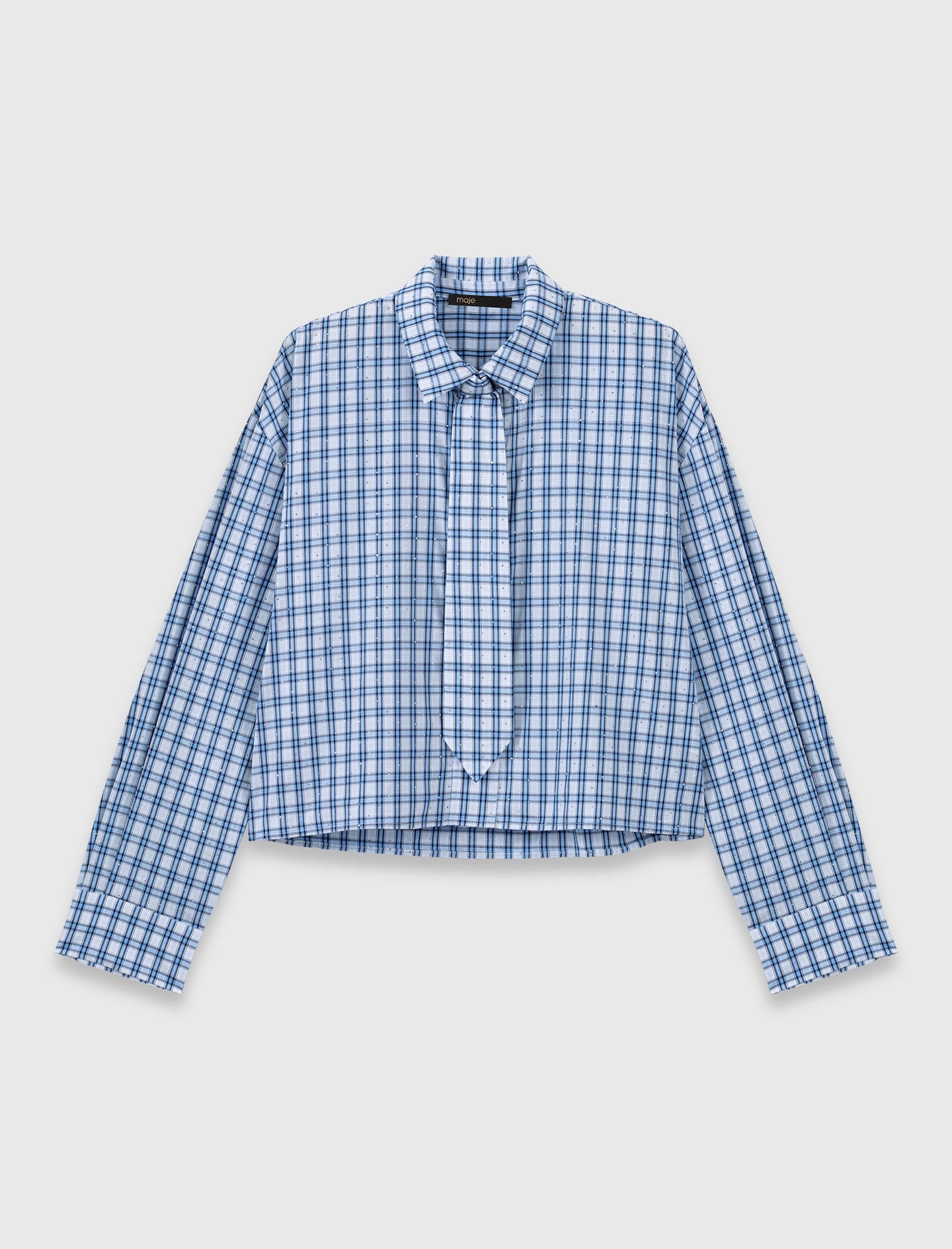 Rhinestone shirt with removable tie 7