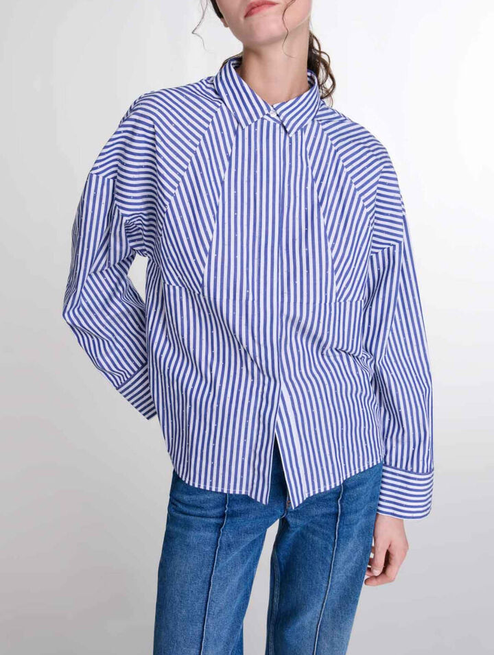 Rhinestone striped shirt