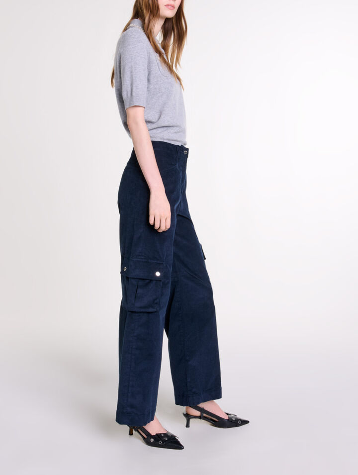 Velour cargo trousers