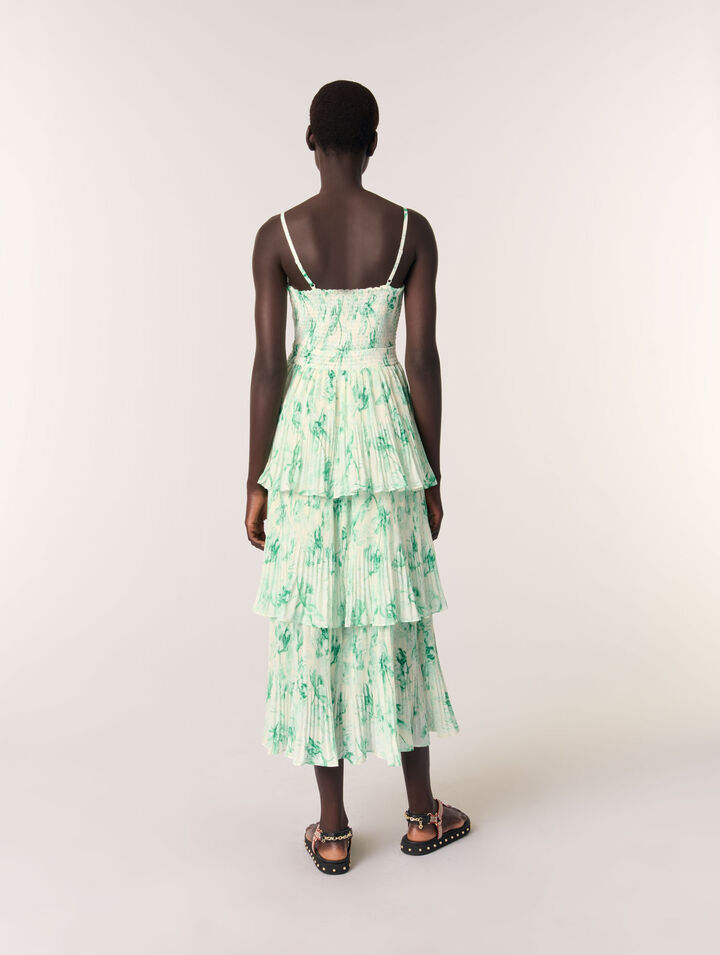Patterned ruffled maxi dress