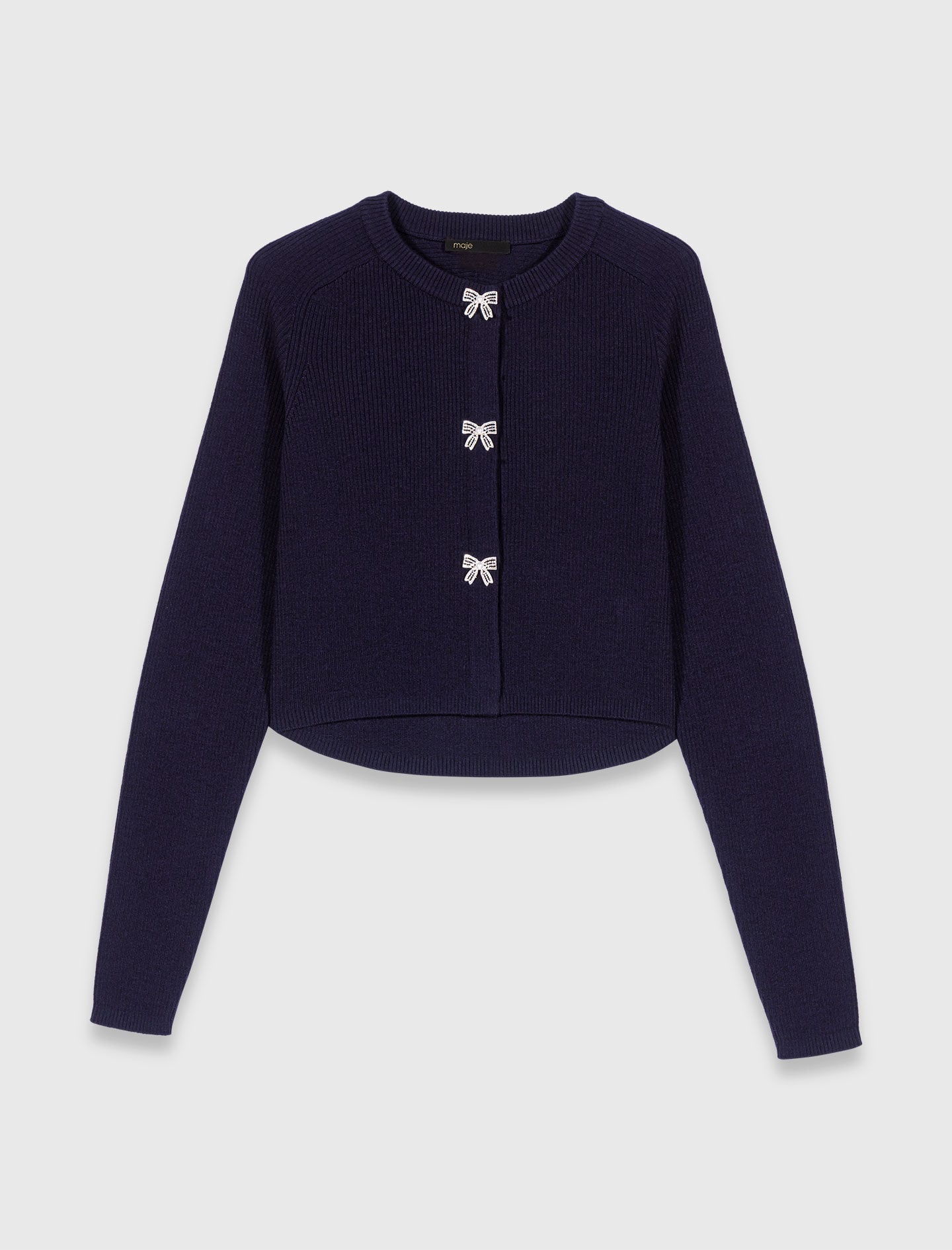 Jewelled bow-button cardigan 6