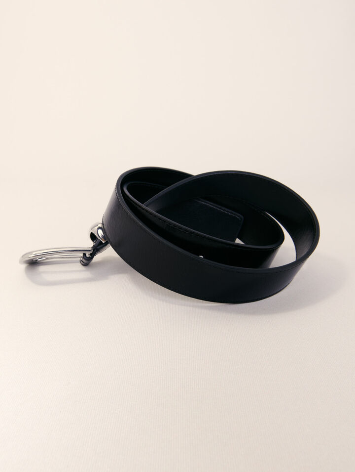 Leather belt with square buckle