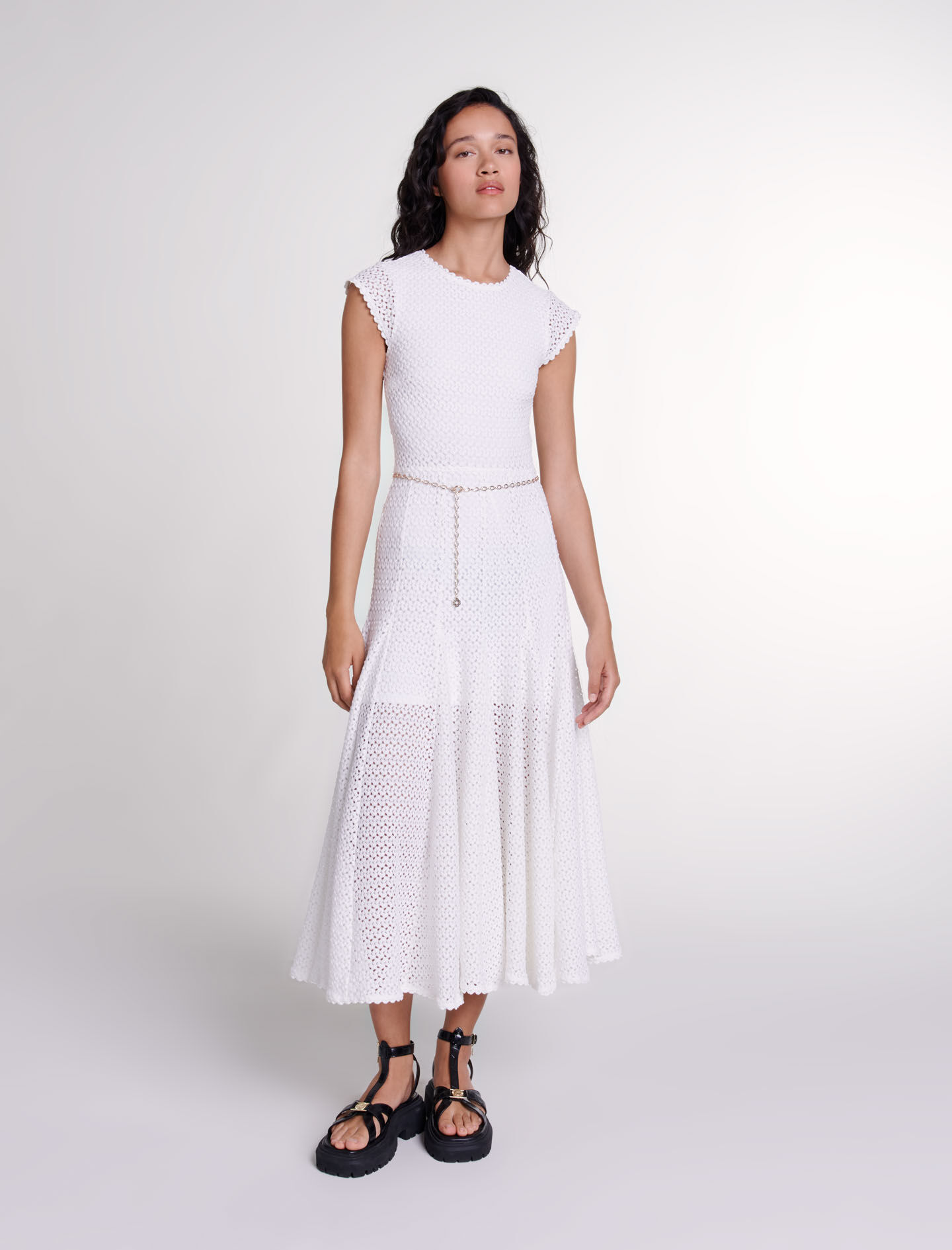 Crochet knit maxi dress Maxi dresses Maje