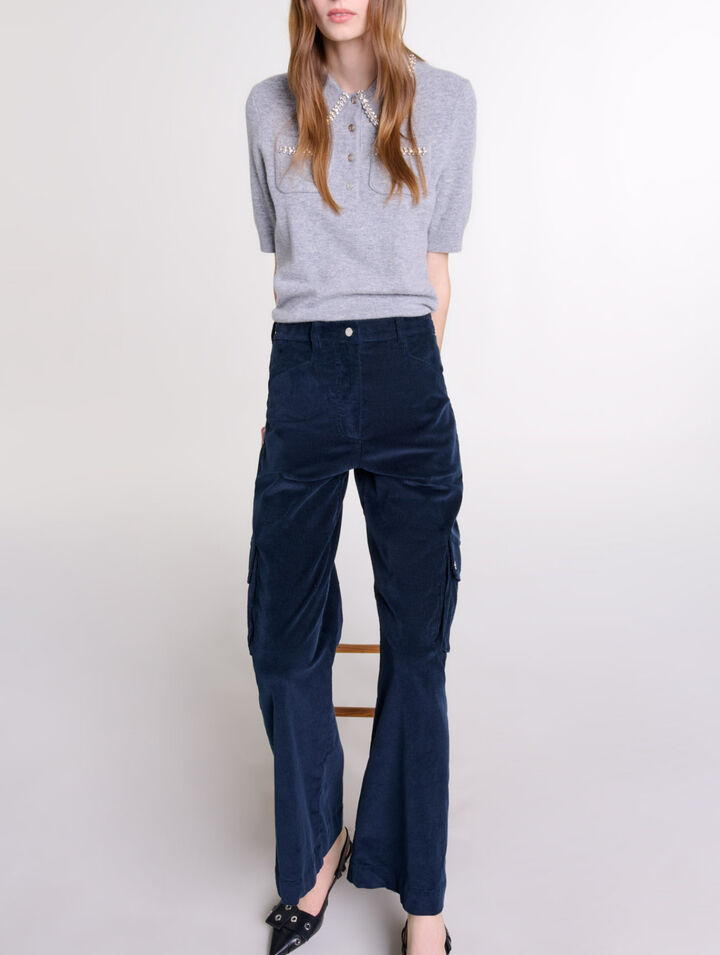 Velour cargo trousers