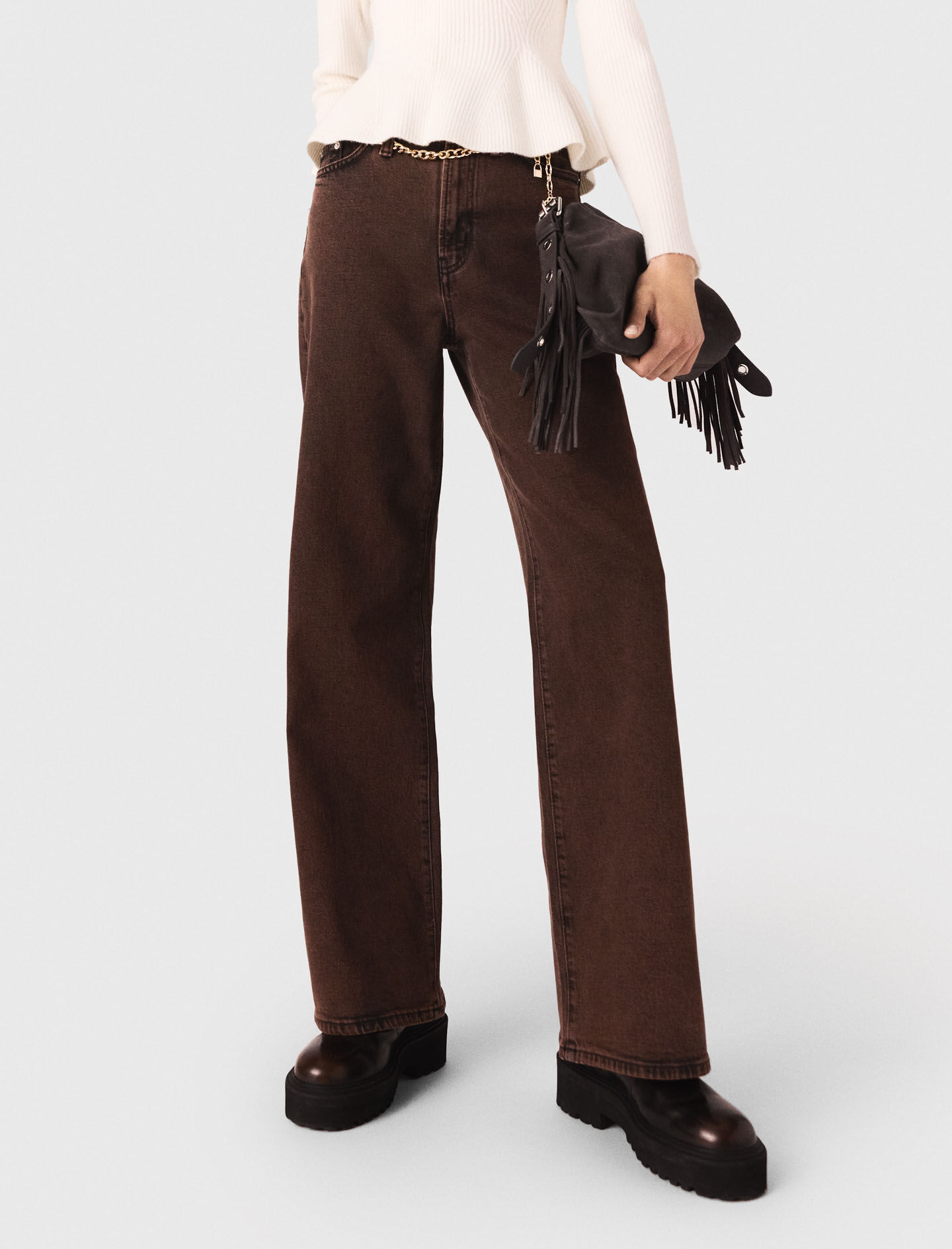 Bootcut jeans with chain Brown for Women | Maje