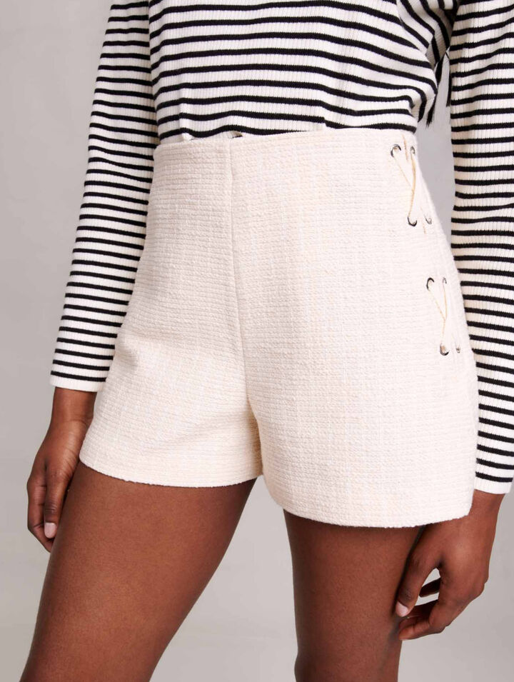 A-line shorts in tweed