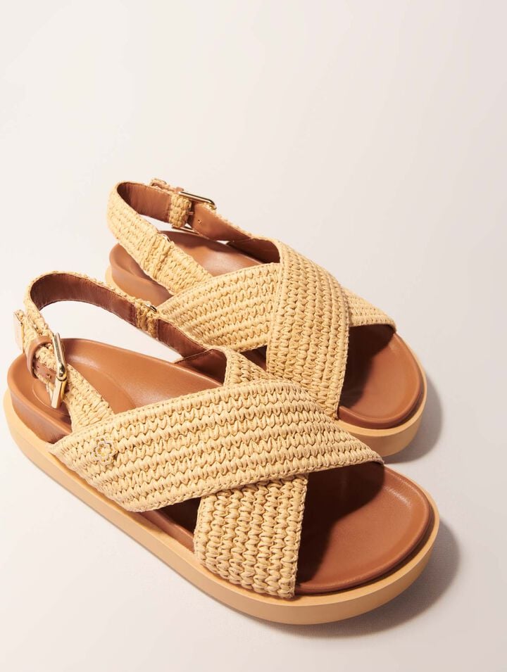 Raffia-effect flat sandals