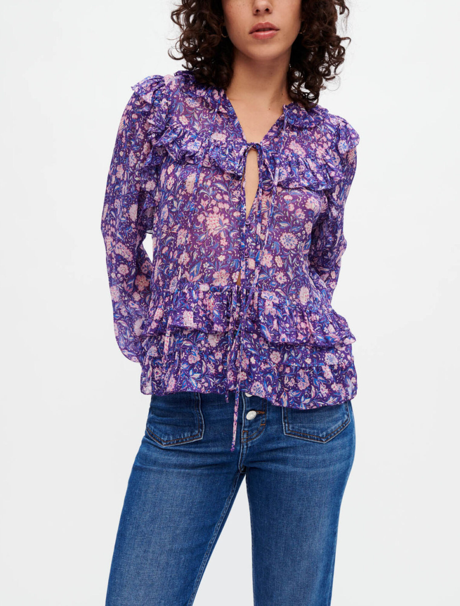 Dahlia printed viscose top