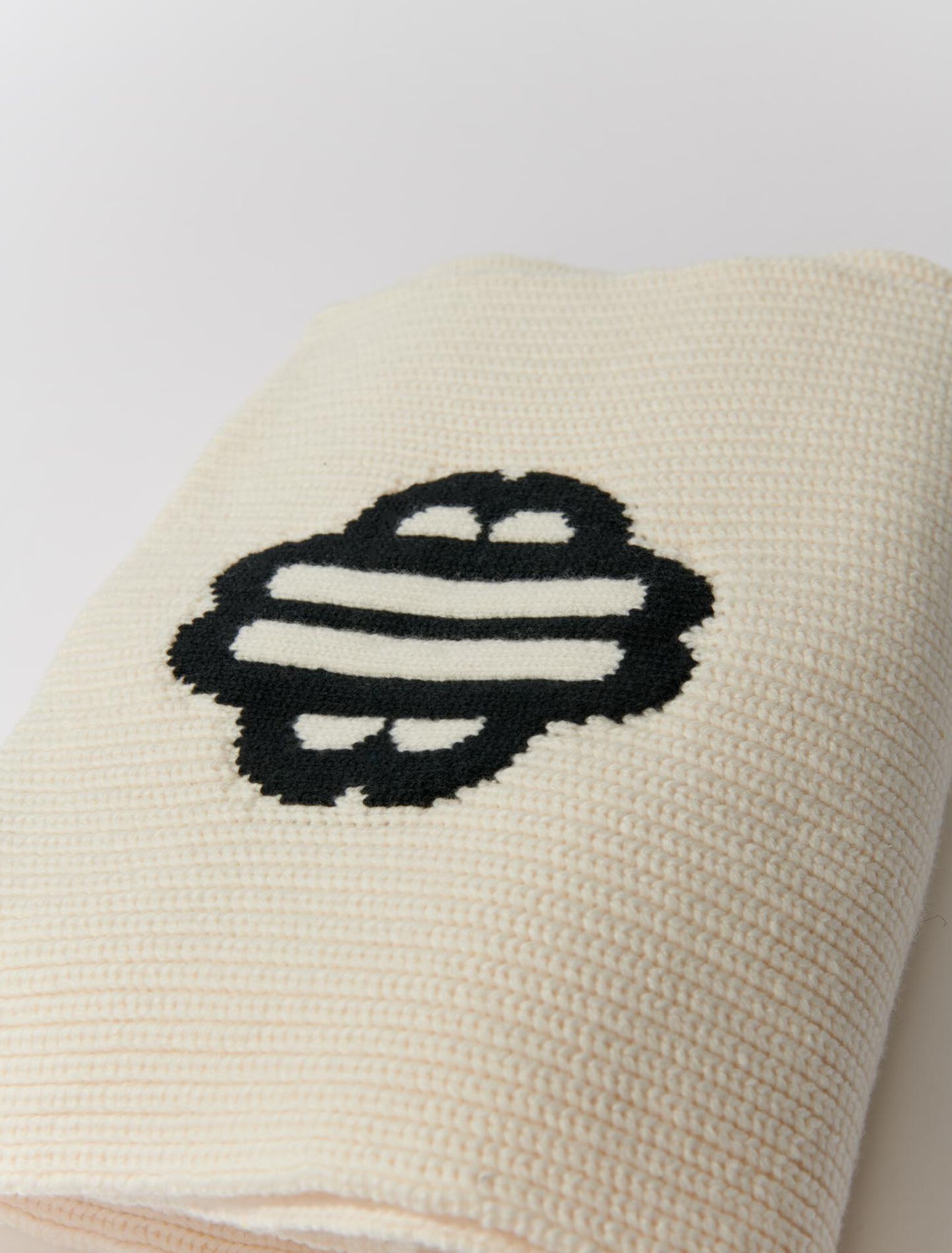 Rib-knit scarf in wool blend