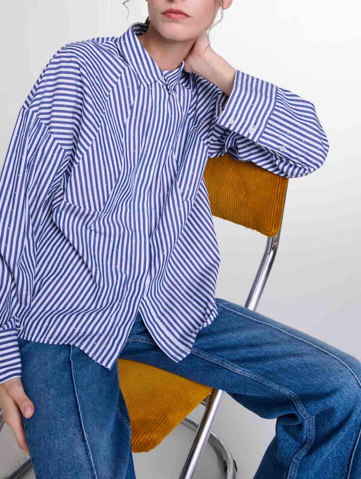 Rhinestone striped shirt