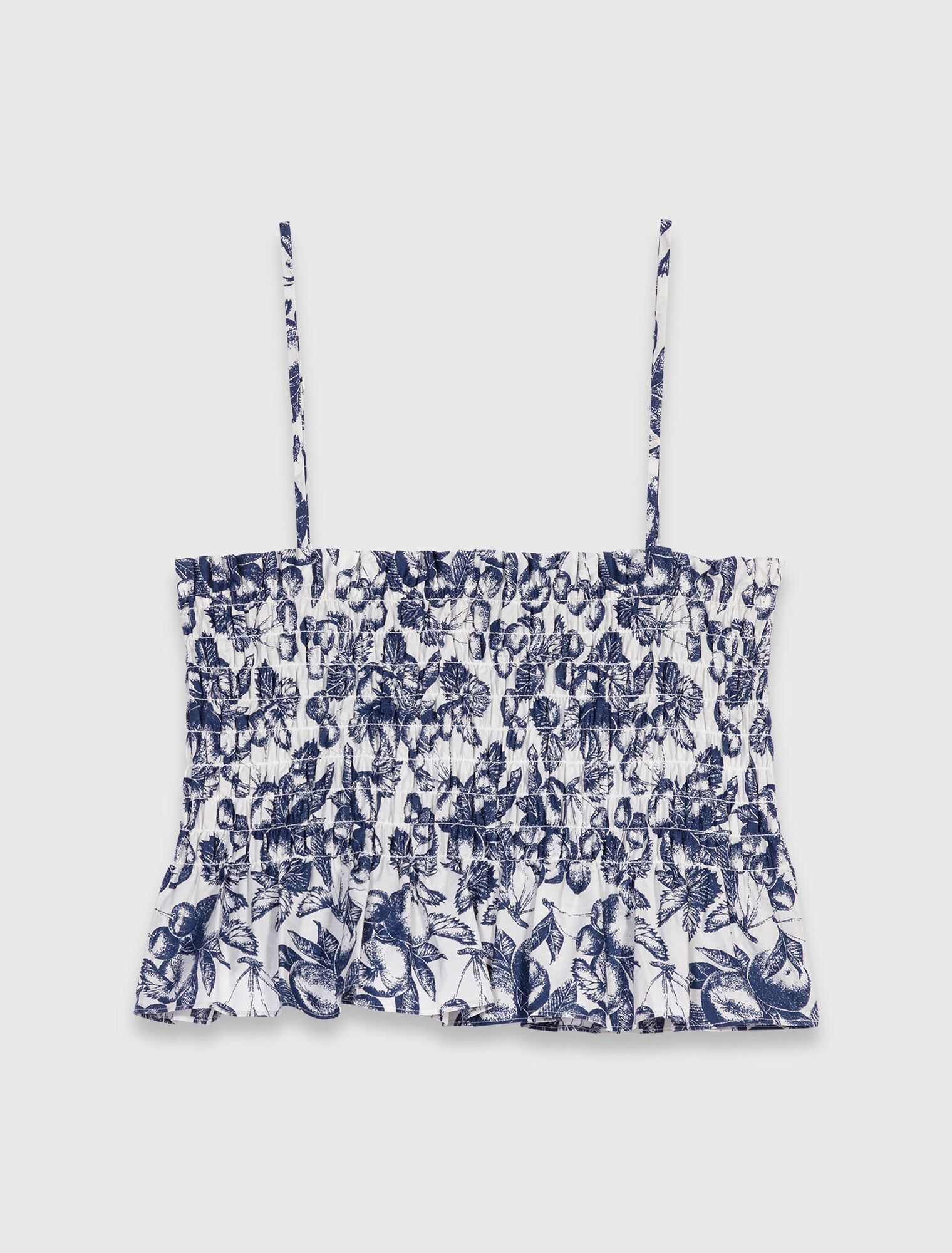 Printed smocked top