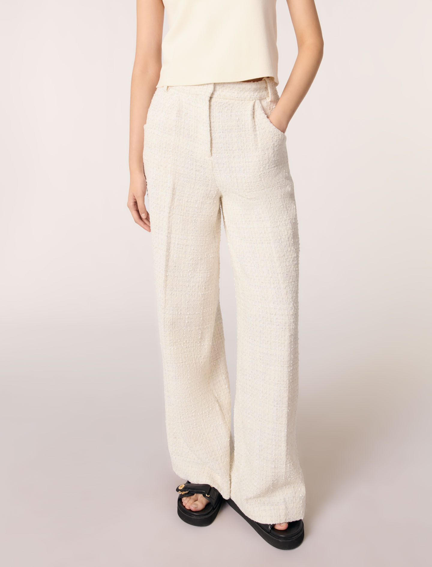 Wide-leg tweed trousers - High waist trousers | Maje Wide-leg tweed trousers - High waist trousers | Maje