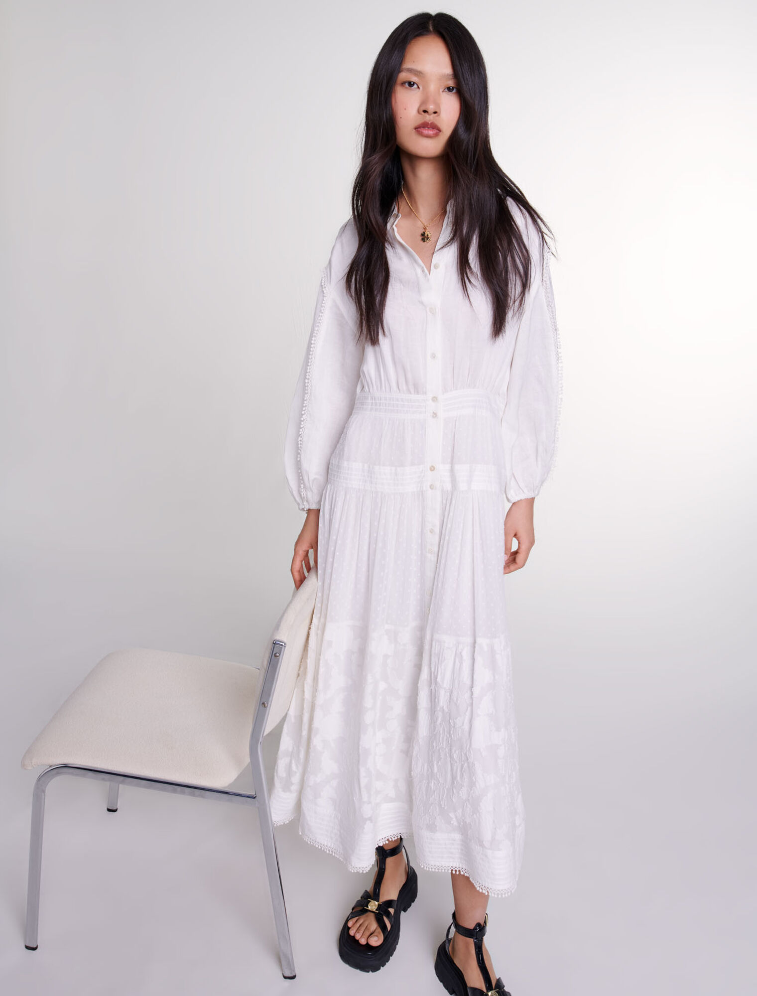 Cotton patchwork maxi dress