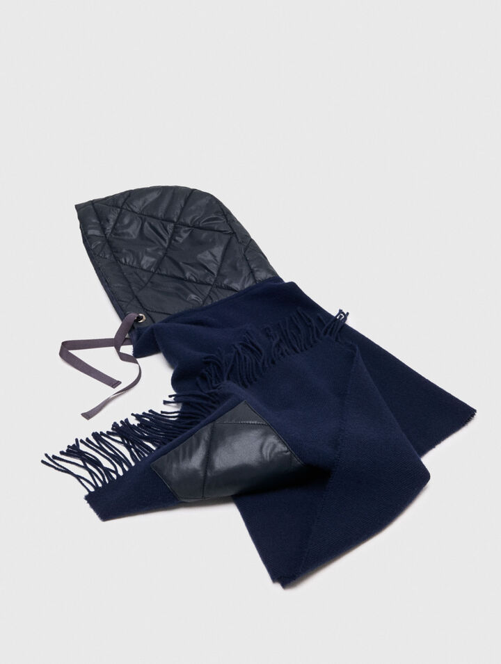 Hooded wool poncho