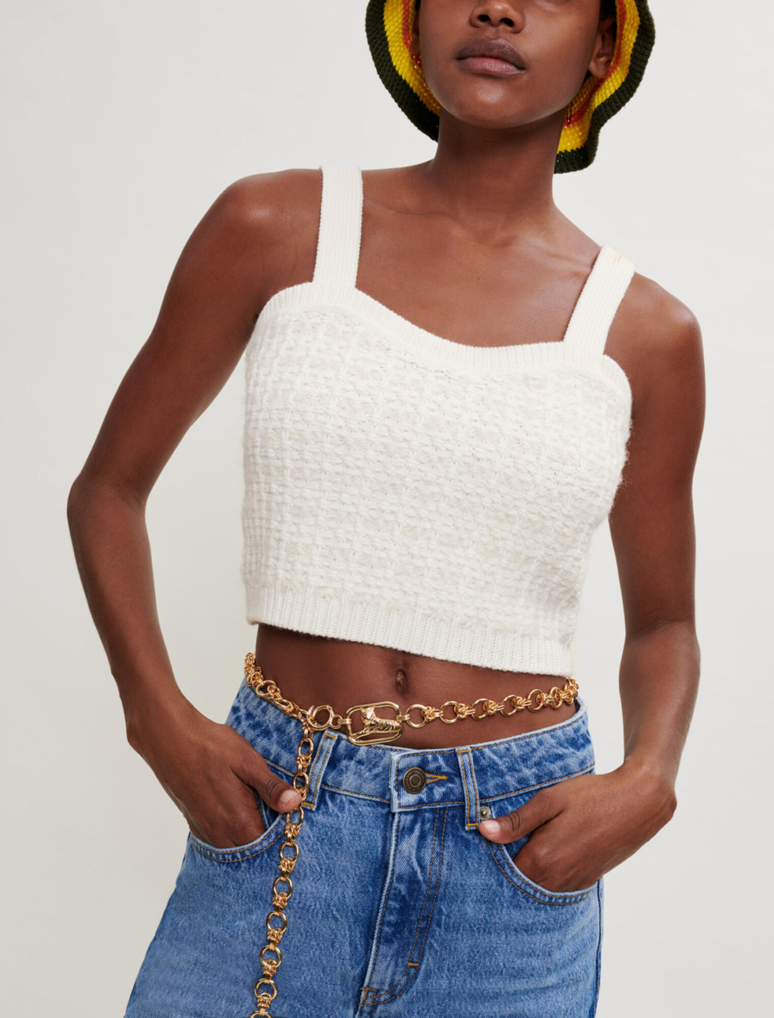 Tweed-style mesh bra