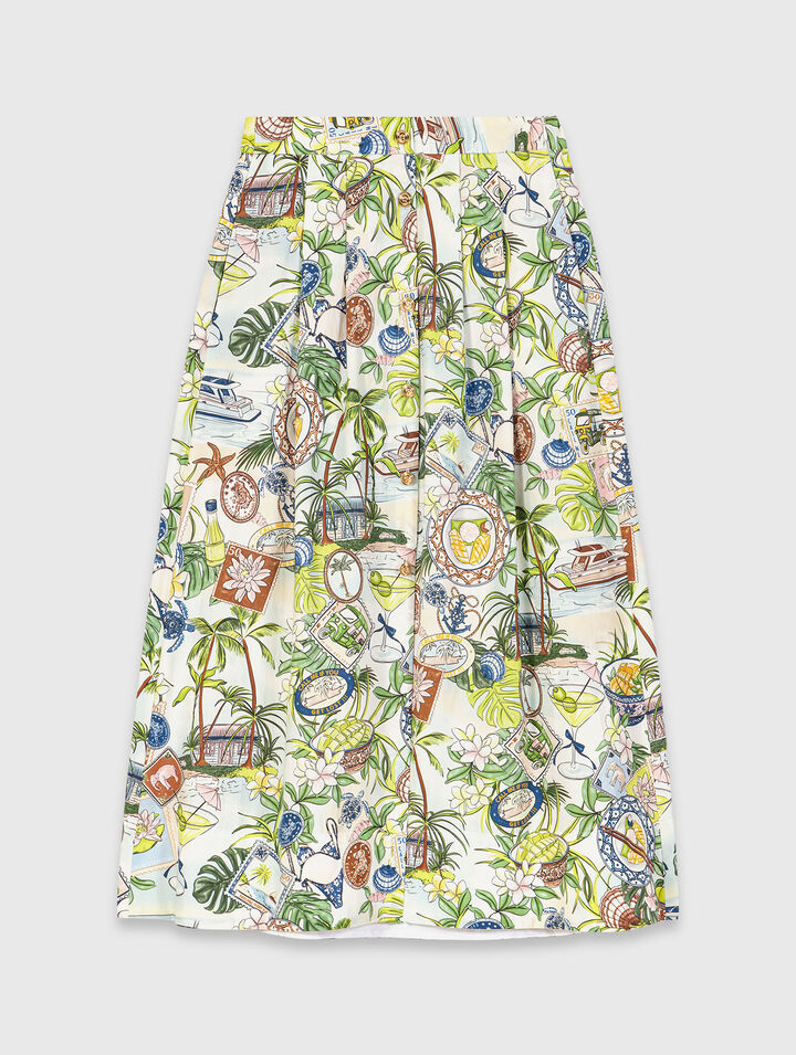 Printed maxi skirt with shorts
