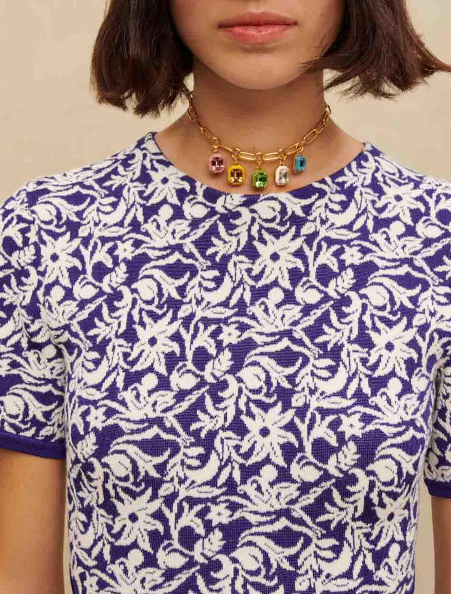 Floral mini dress with cut-outs