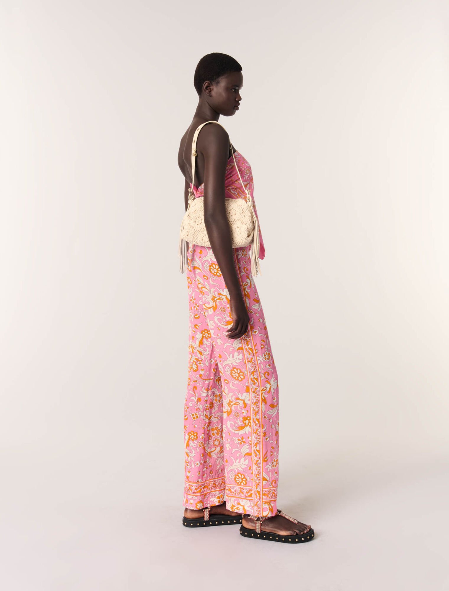 Patterned linen trousers