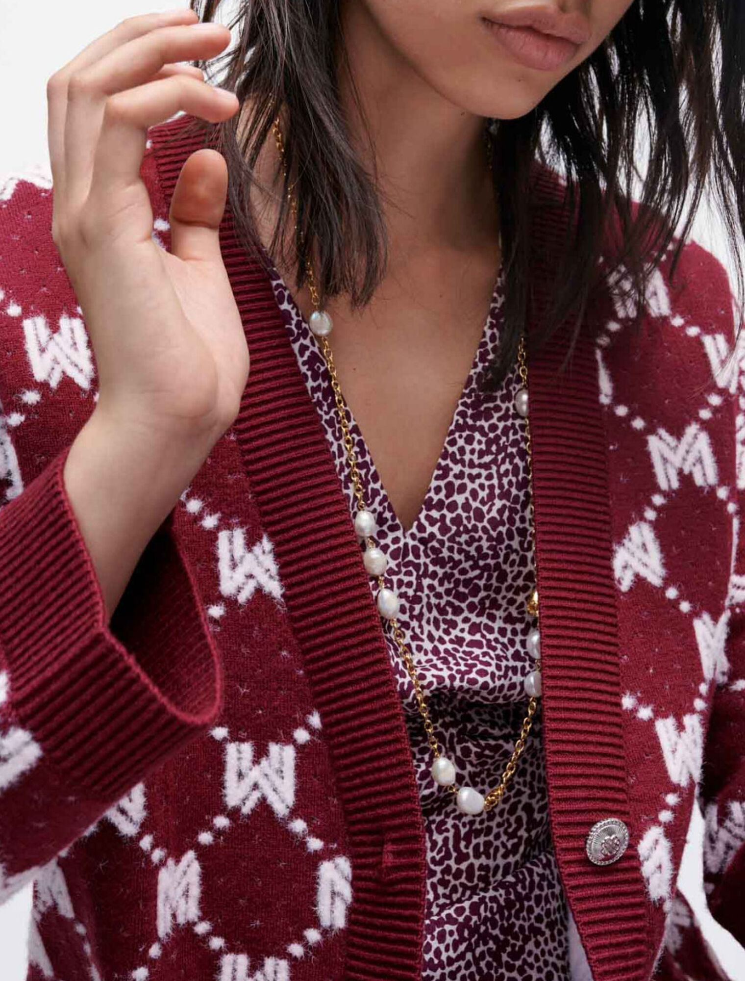 Maje Jacquard knit cardigan