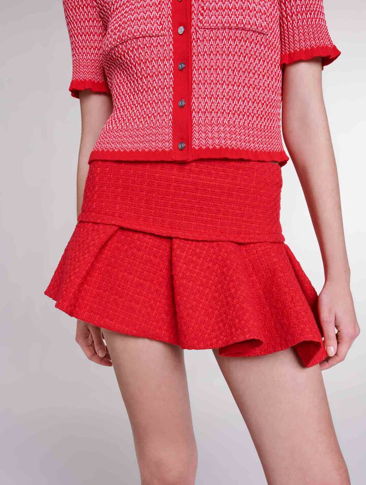 Asymmetrical tweed miniskirt