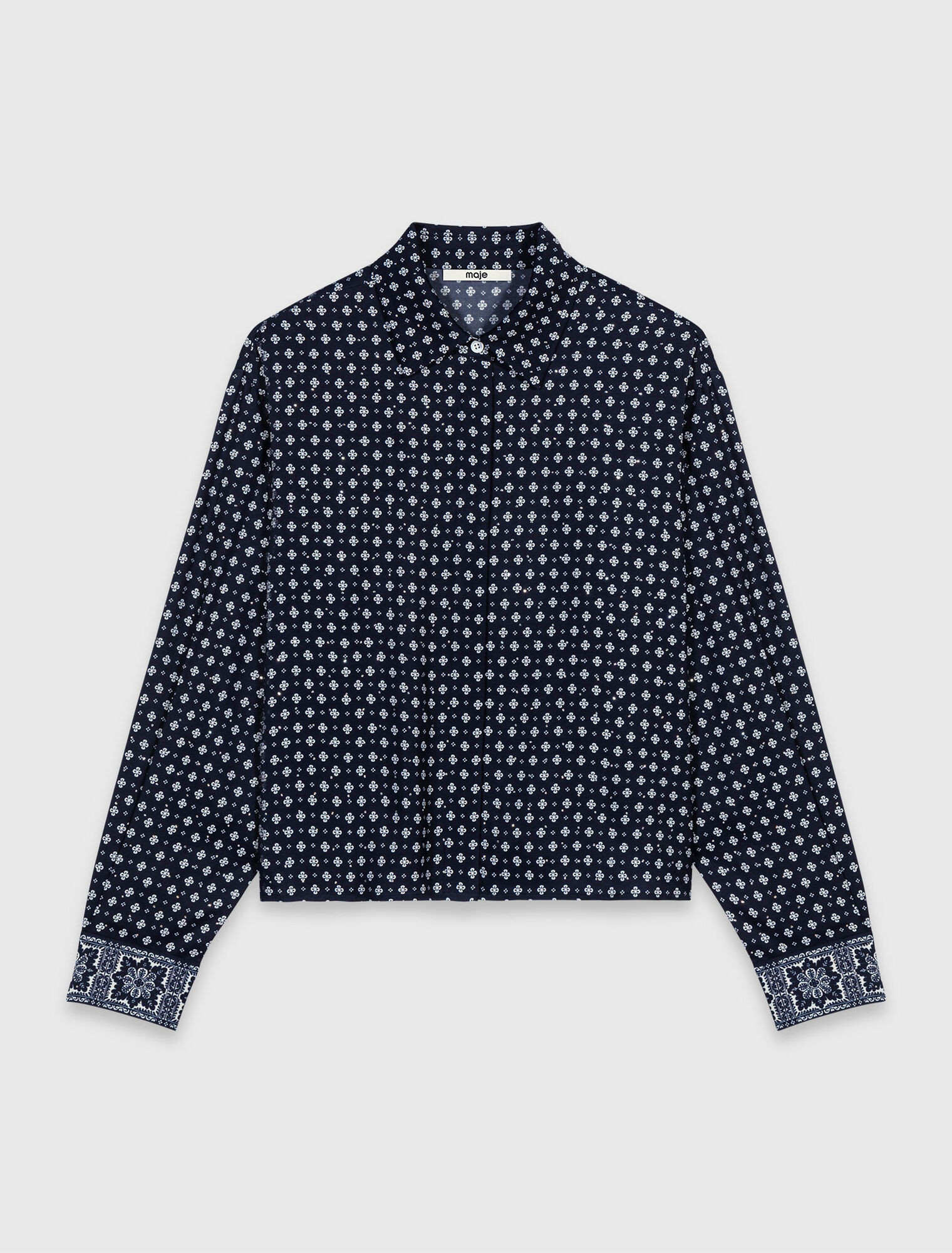 Printed shirt with rhinestones
