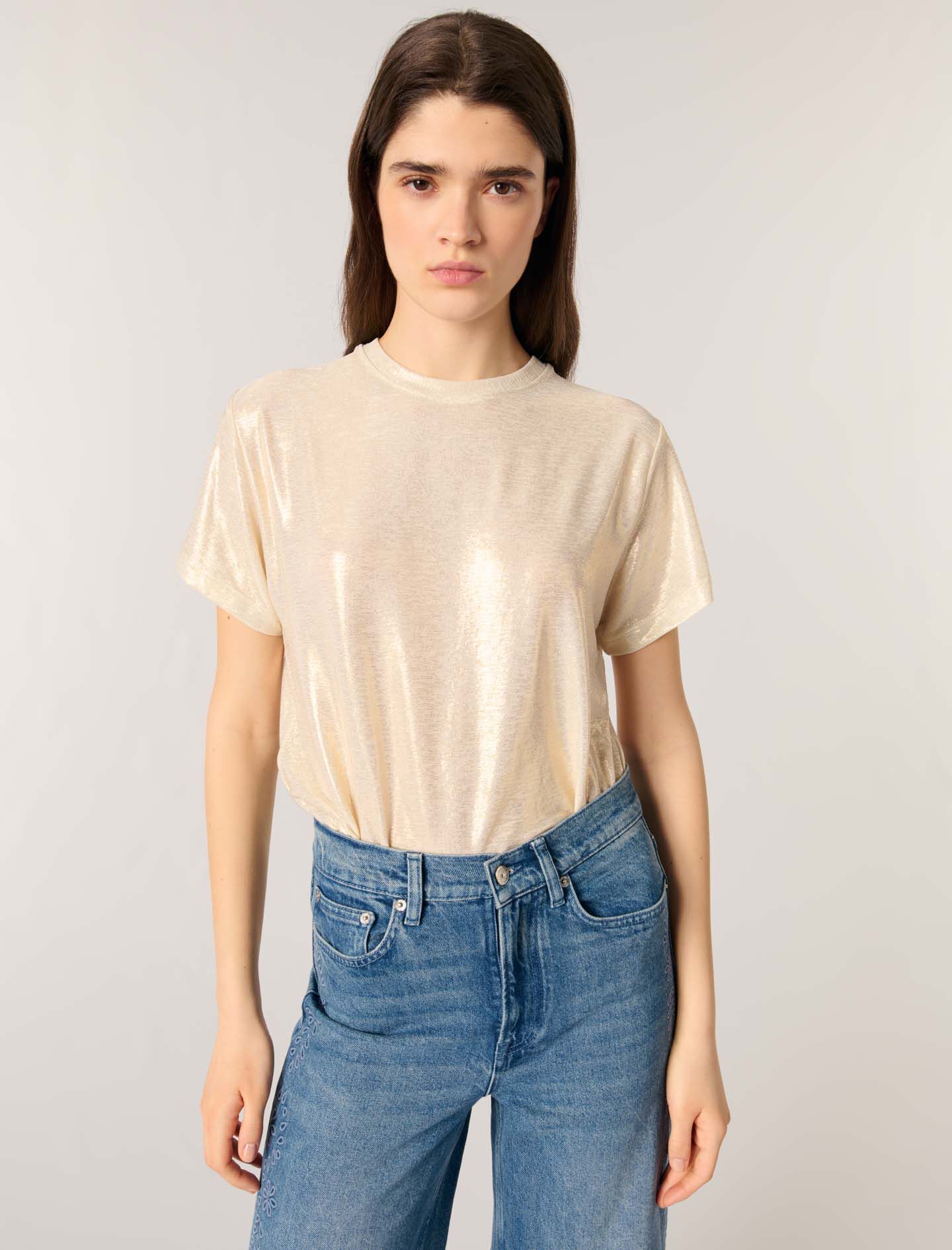 Lamé T-shirt Denim - Jeans for Women | Maje