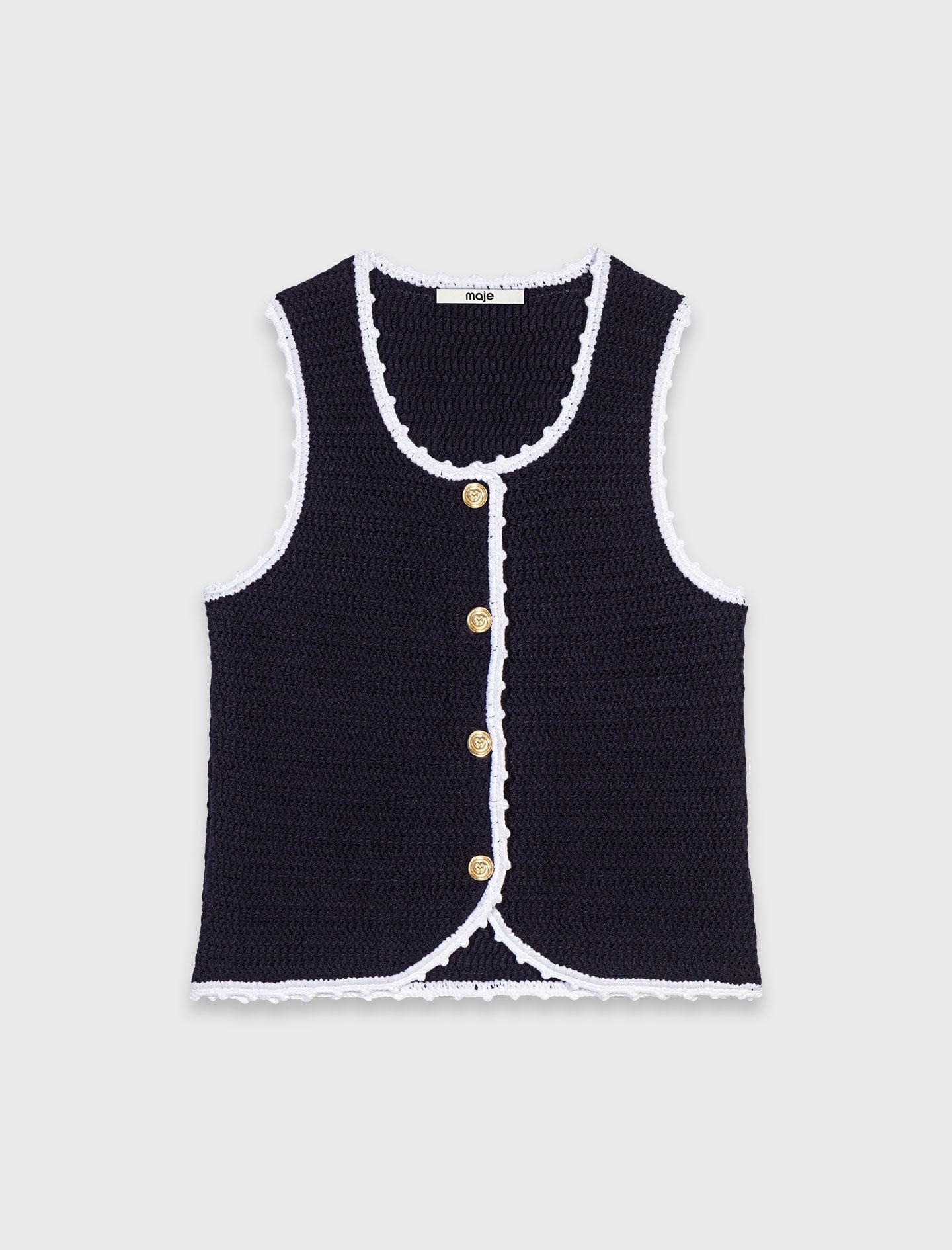 Knit top with crochet trim 5