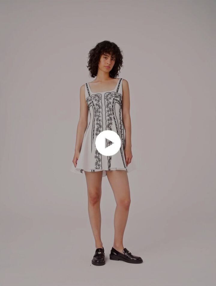 Short embroidered strap dress