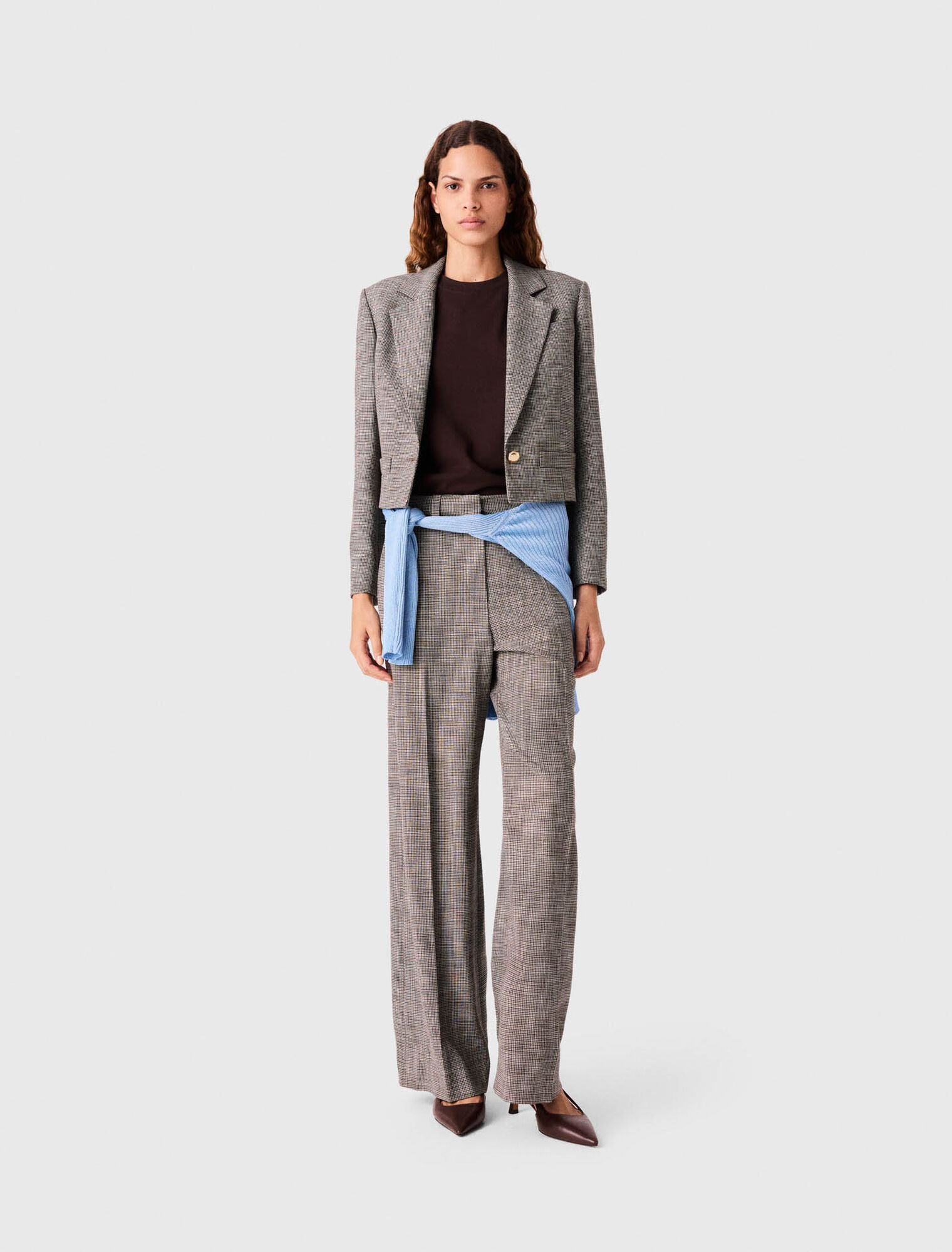 Short checked suit jacket