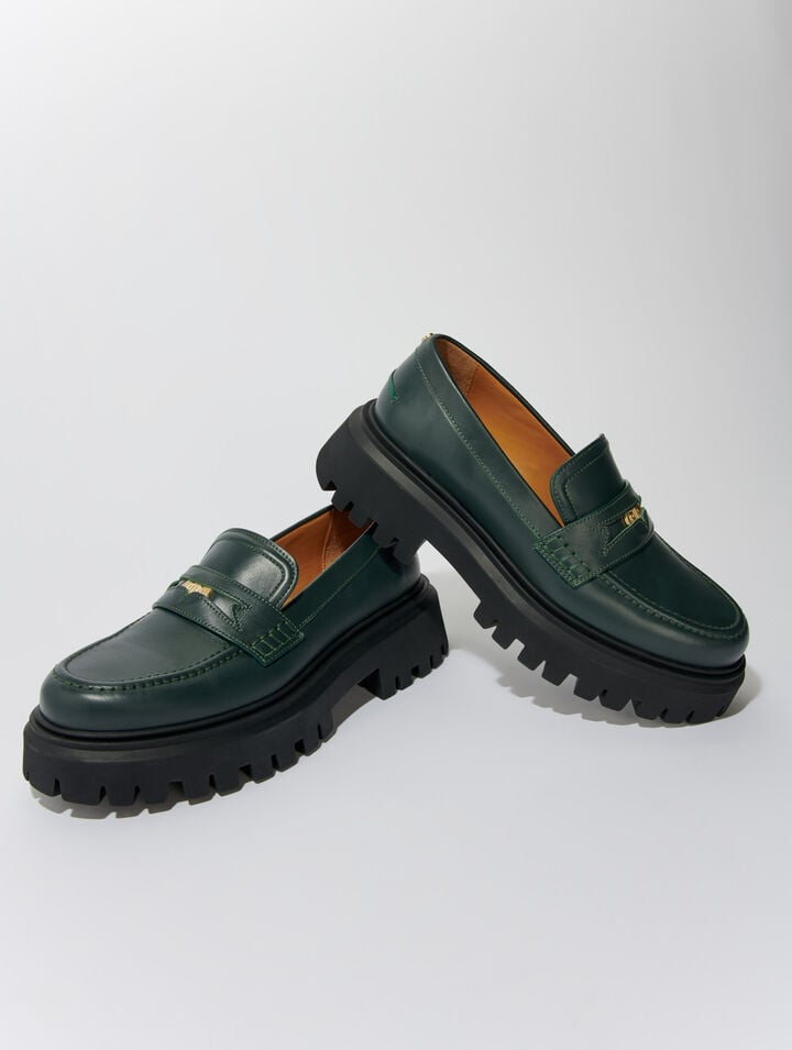 Leather platform loafers