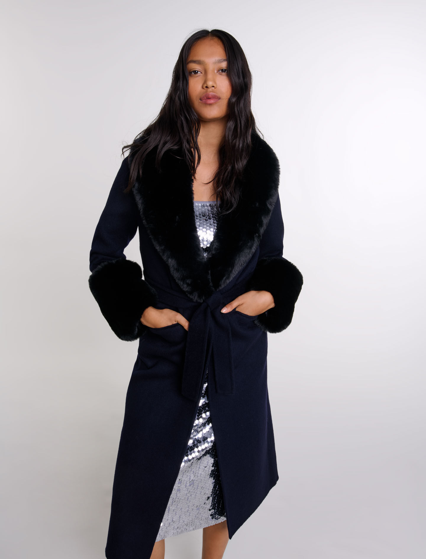 Double-faced faux fur coat - Long coats | Maje Double-faced faux fur coat - Long coats | Maje