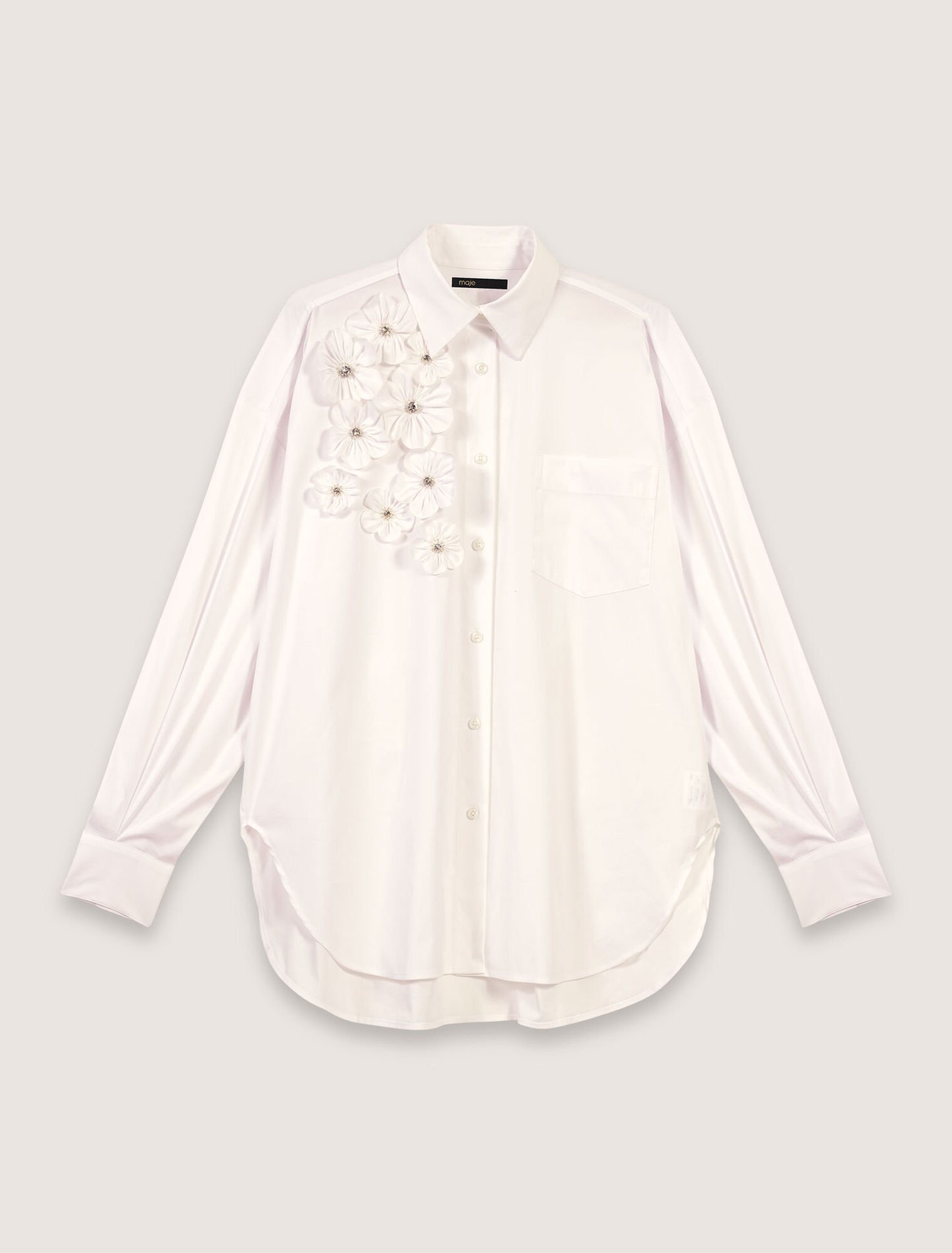 Long shirt with embroidered flowers