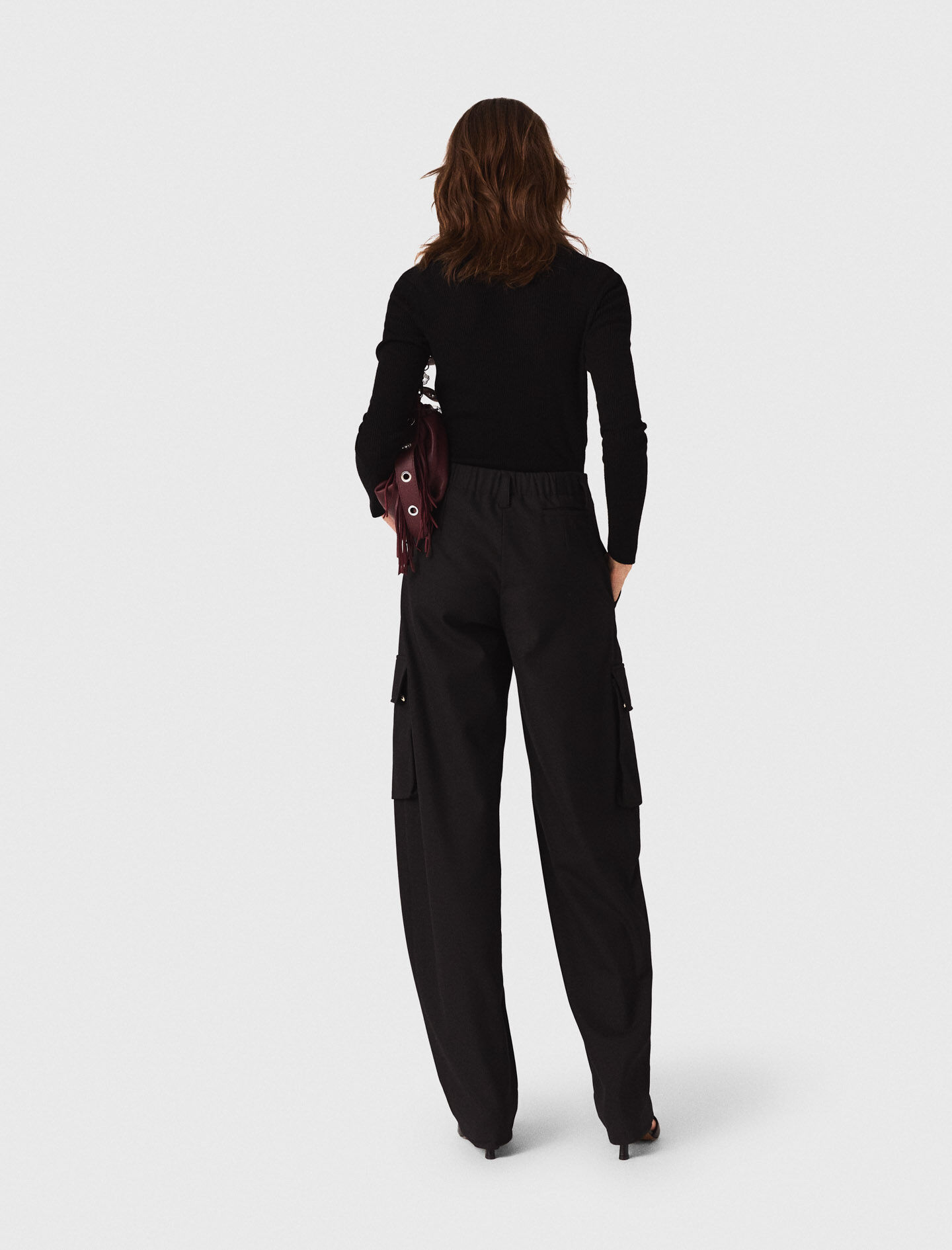 Second-skin sweater with a high neck Black / Gray for Women