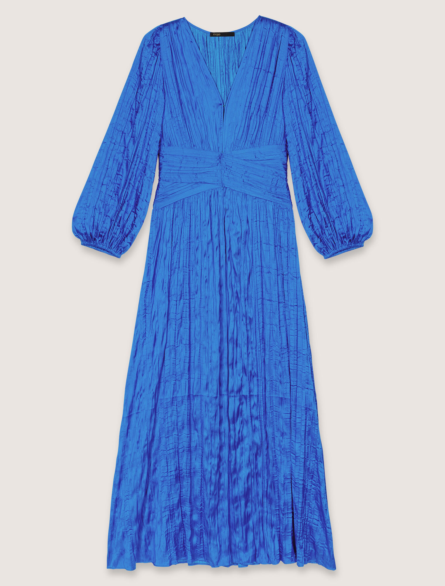 Pleated satin maxi dress