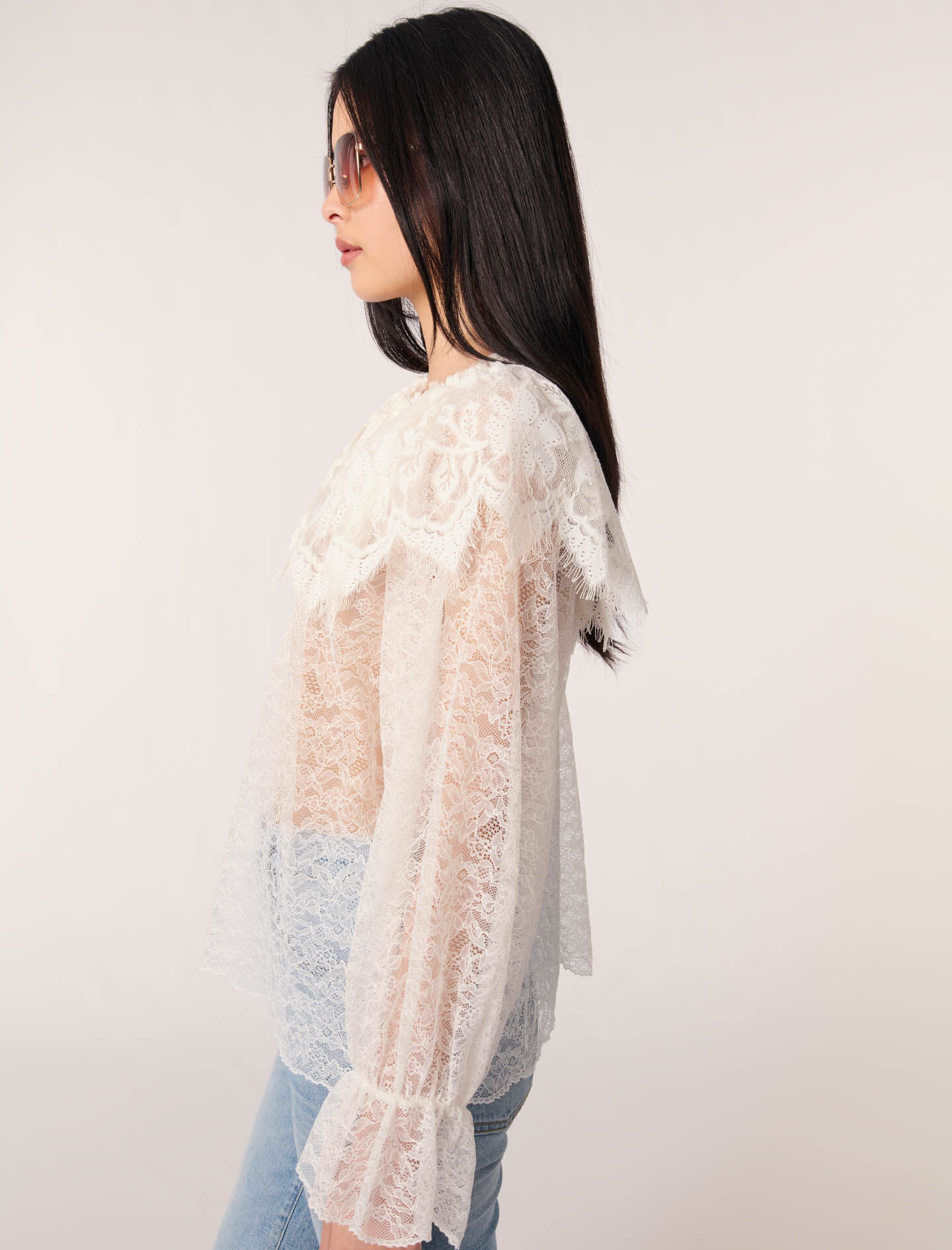 ◇EXPIRED GIRL◇ Maya Lace Top WHITE Lace top White for Women | Maje