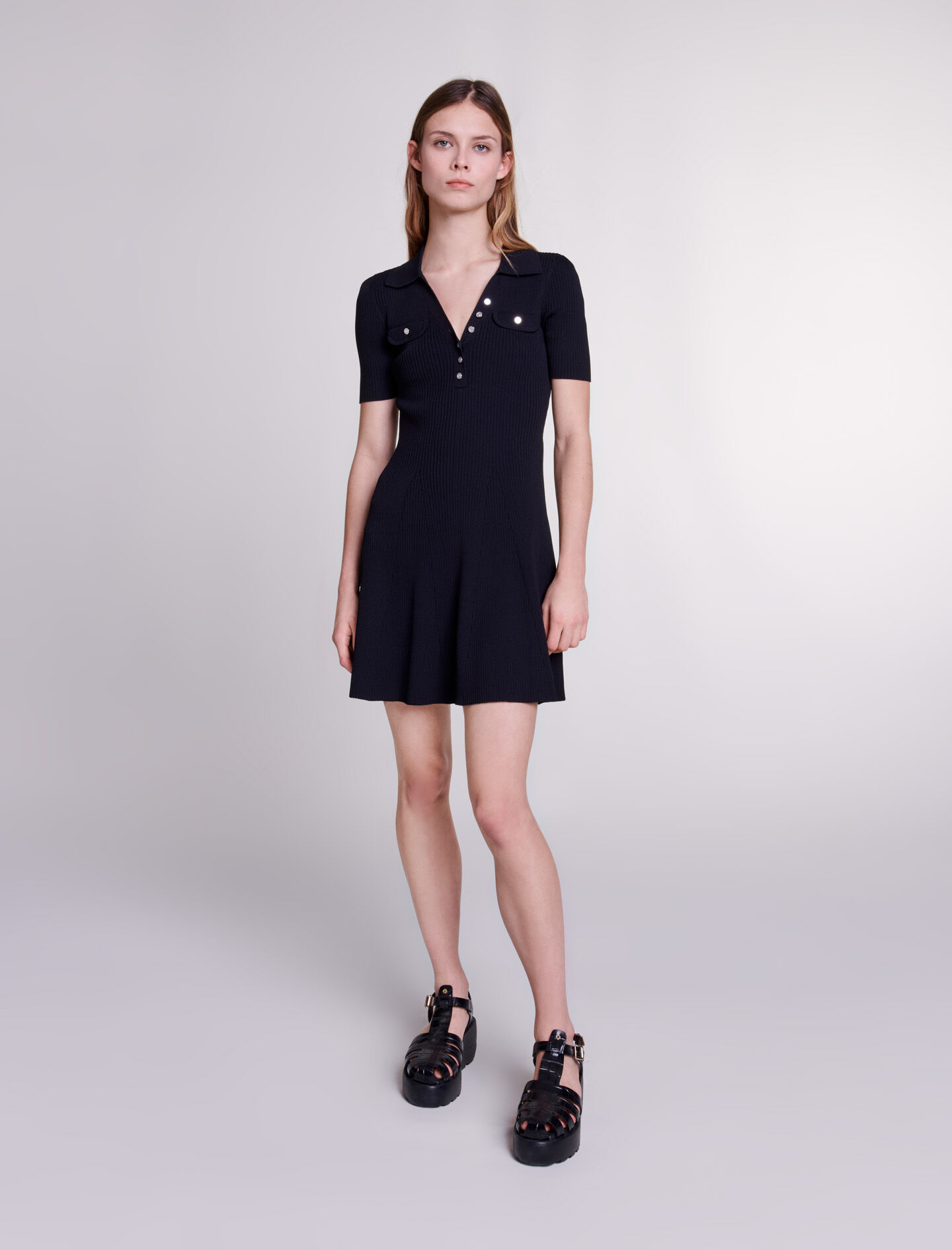 Maje cropped dress with shirt collar discount