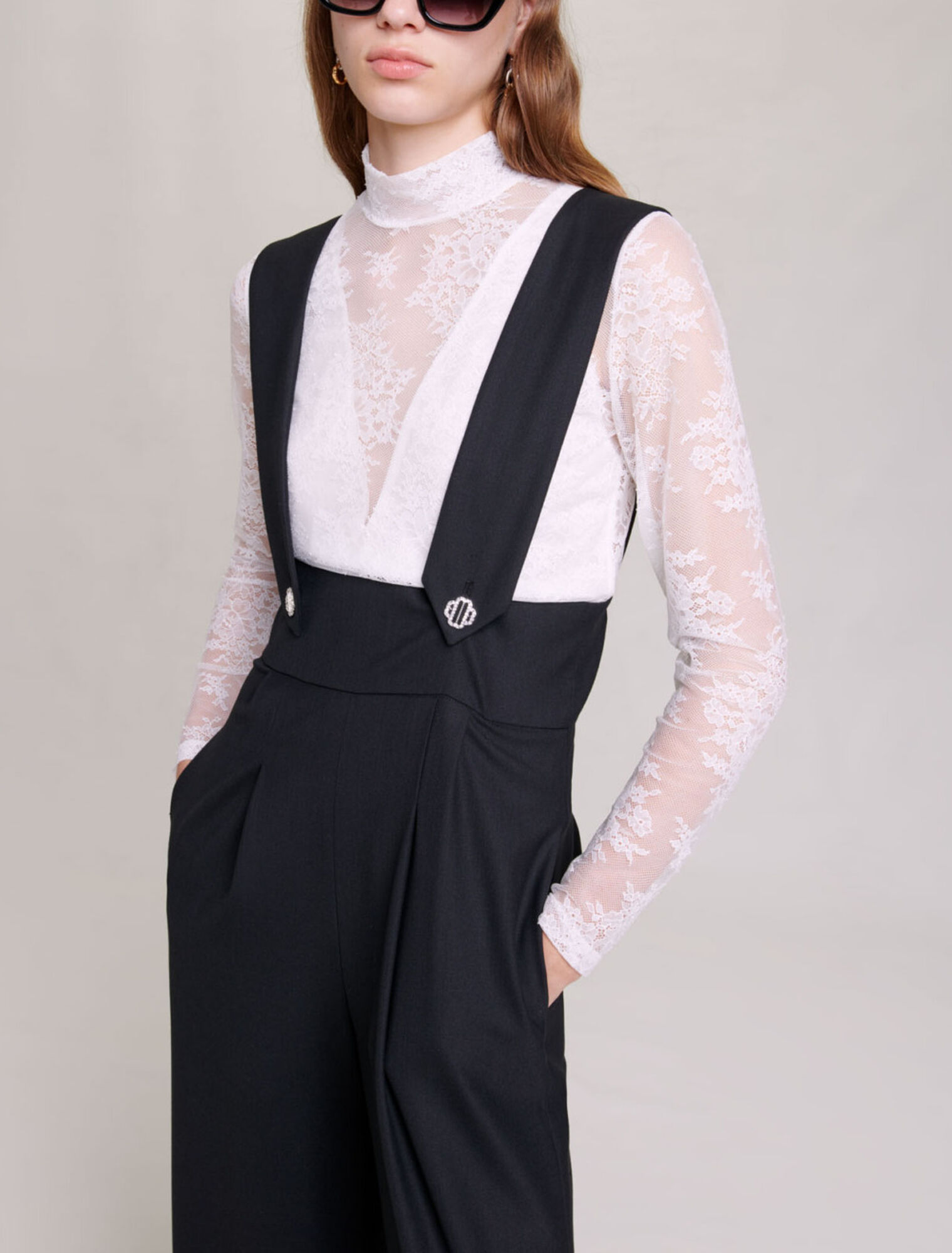 Wide-leg trousers with braces