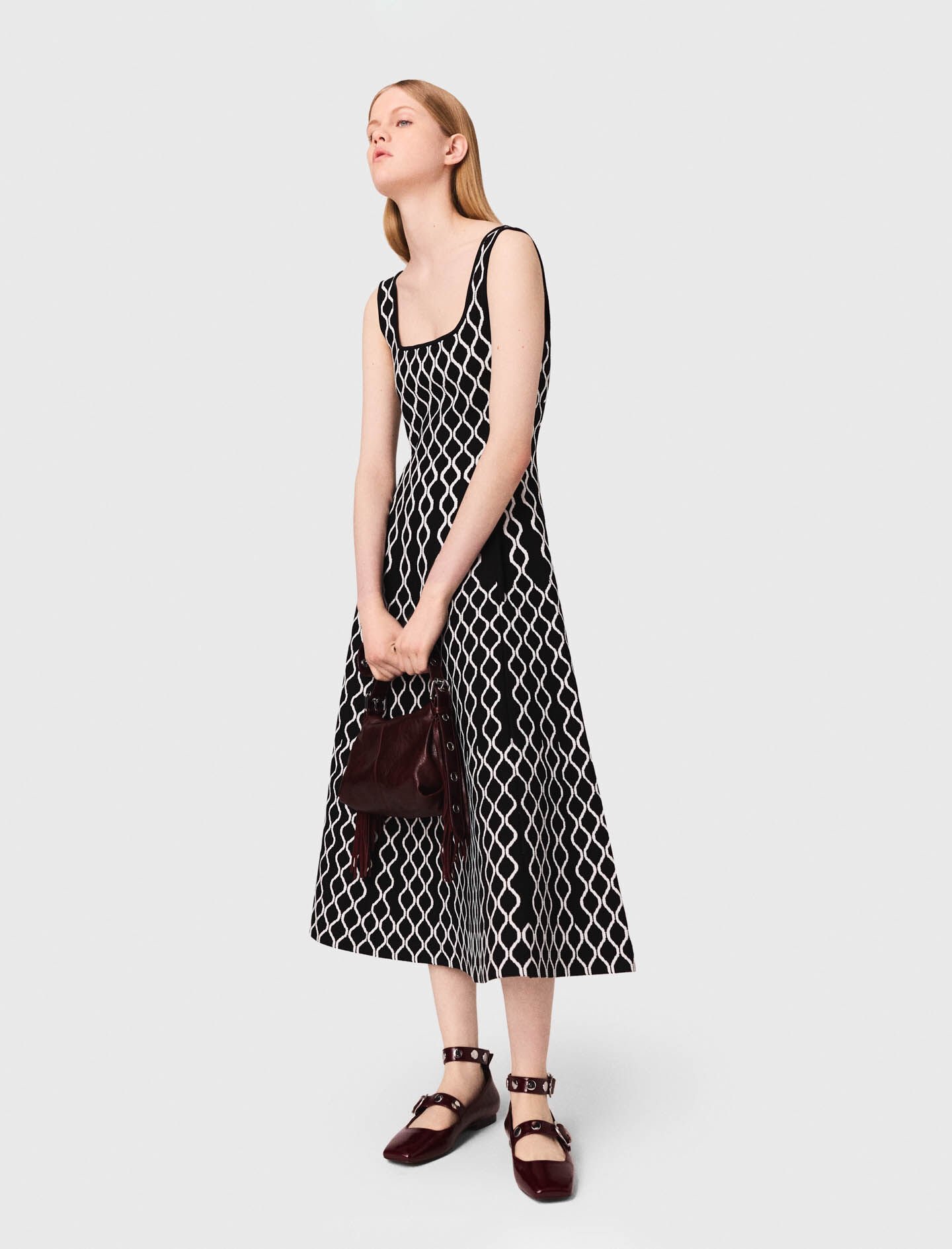 Jacquard knit midi dress Bicolor for Women | Maje