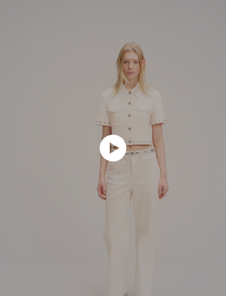 Studded cropped cardigan White for Women | Maje