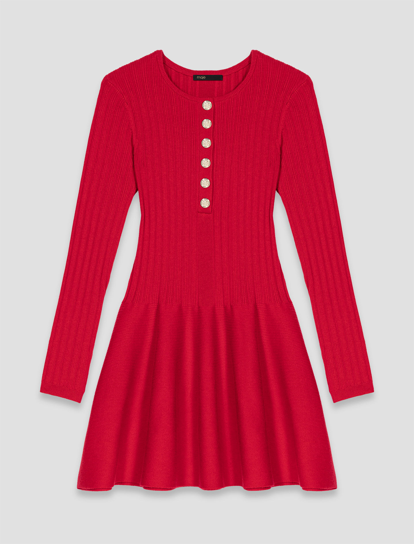 Knit dress with flared skirt Red for Women | Maje