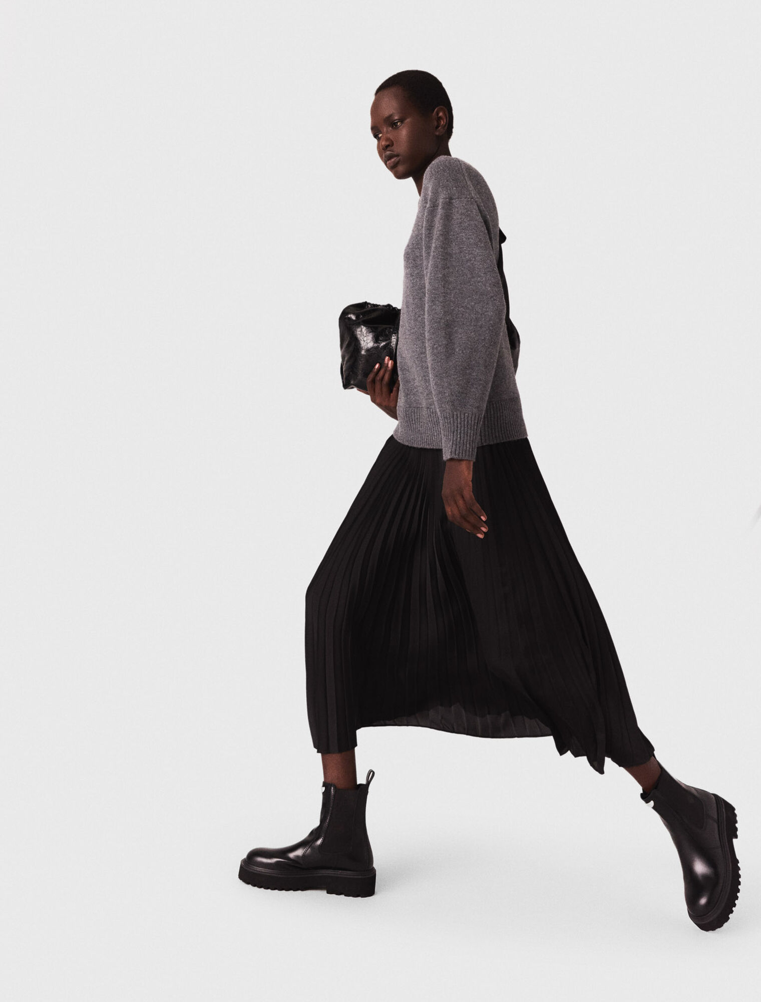 Dual-material maxi dress