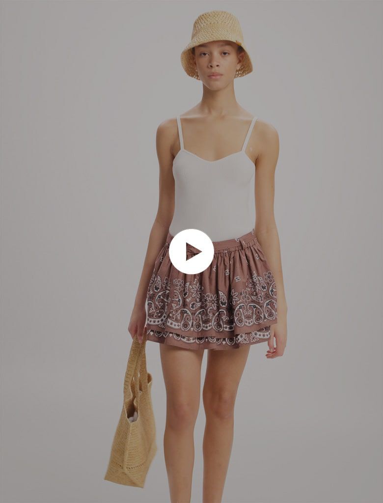 Print mini skirt with rhinestones Brown for Women | Maje