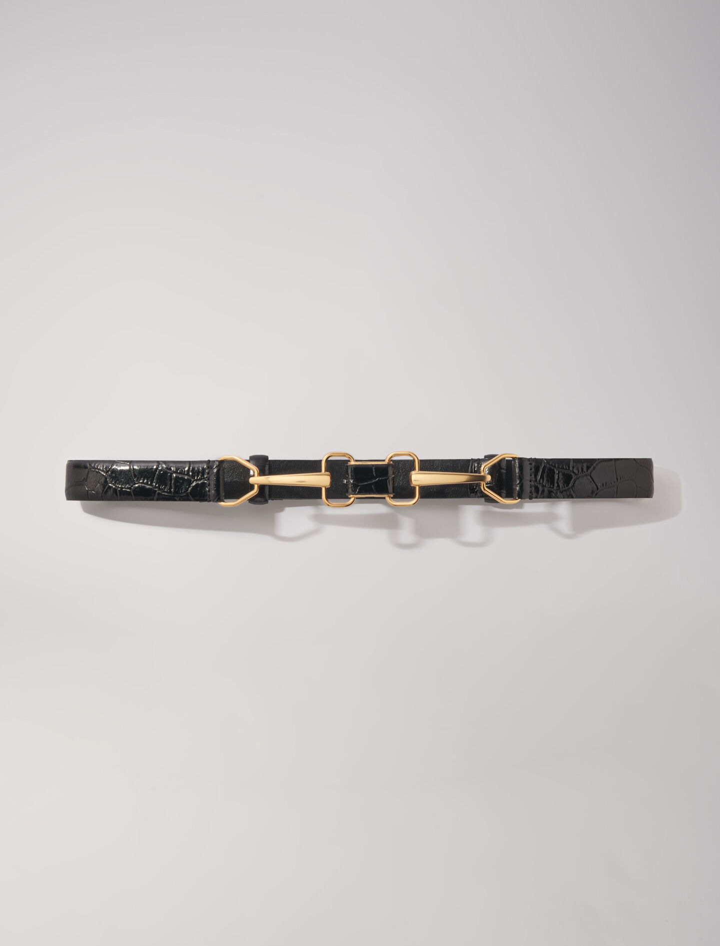 Leather belt with horse bit buckle Thin belts Maje